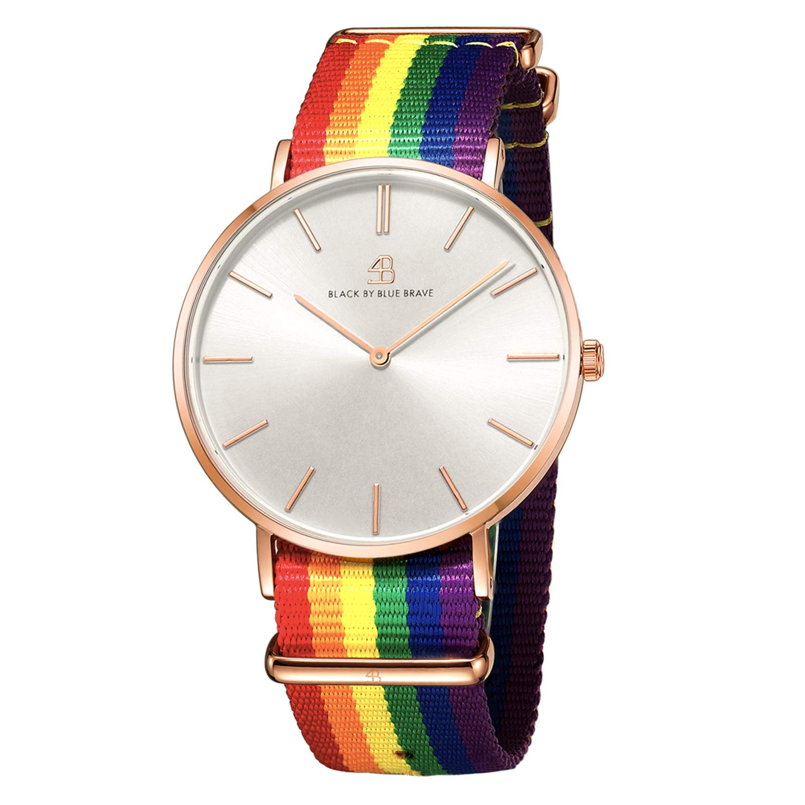 BlackByBlue Brave Women's Large Face Fashion Watch - Japanese Quartz Analog with Adjustable Rainbow Nylon Band (36mm) - 3ATM Water Resistant - Perfect for Casual Wear, Office & Everyday Use