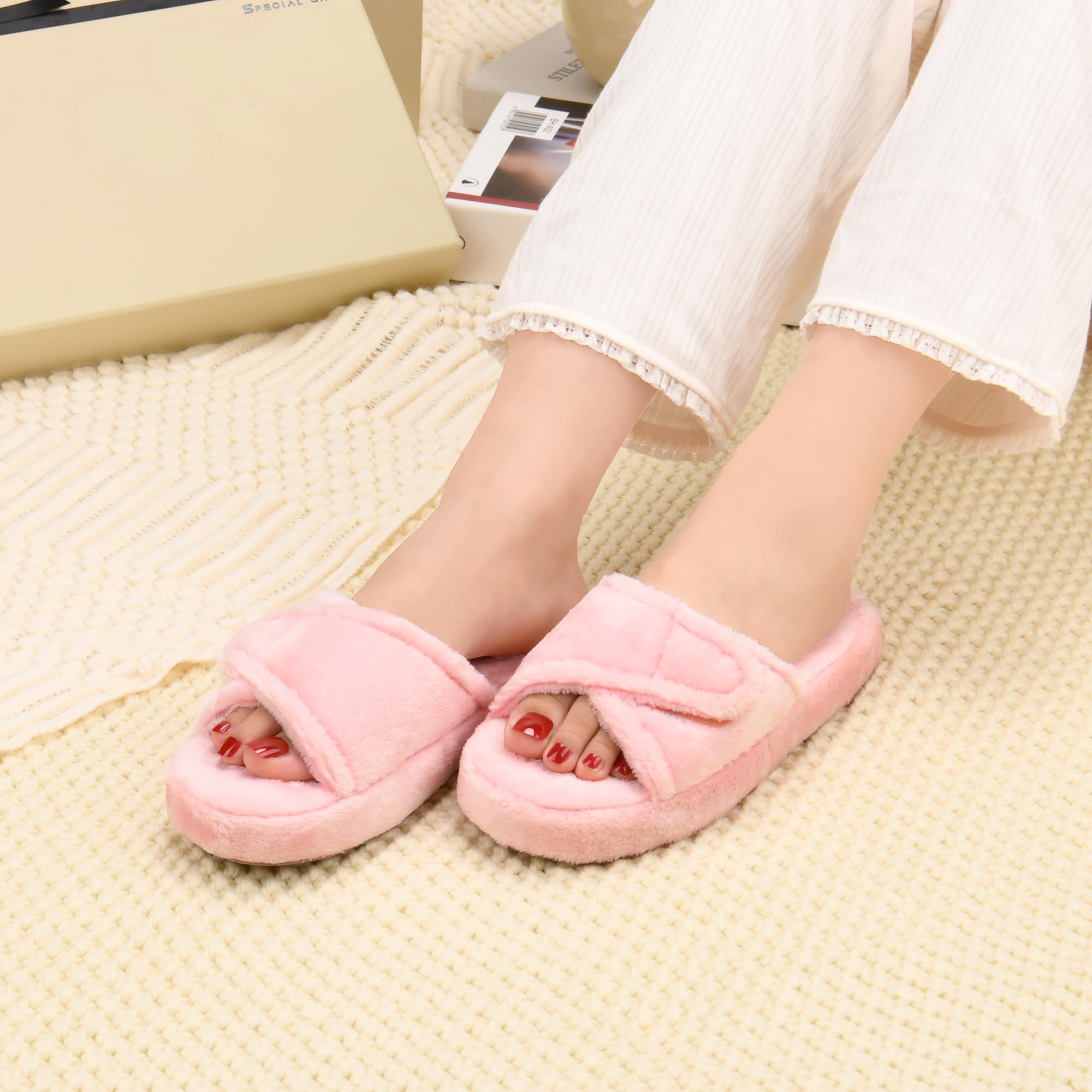 Winforea Women's Fuzzy Slip-On Indoor Slippers - Comfortable House Shoes with Arch Support for Prolonged Standing | Perfect for Home, Office & Relaxation