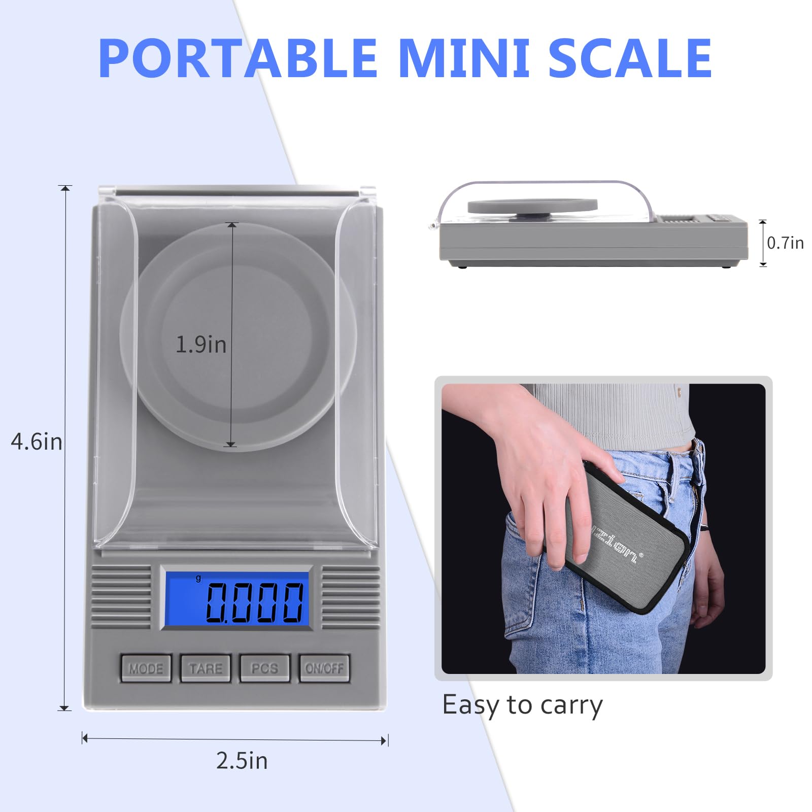 Fuzion 50g x 0.001g Precision Digital Milligram Scale with LCD Backlit Display & Tare Function - Jewelry Scale for Powder Medicine, Gemstones, Reloading | Perfect for Lab, Pharmacy & Jewelry Making