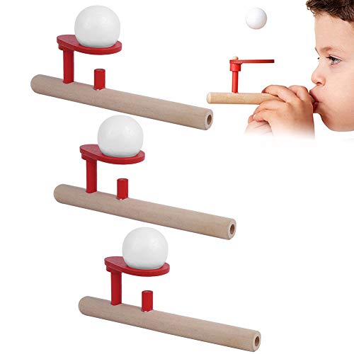 TOPINCN Floating Blow Pipe Ball Toy - Wooden Balance Blowing Game for Kids | Educational STEM Toy for Hand-Eye Coordination | Fun Party & Classroom Activity