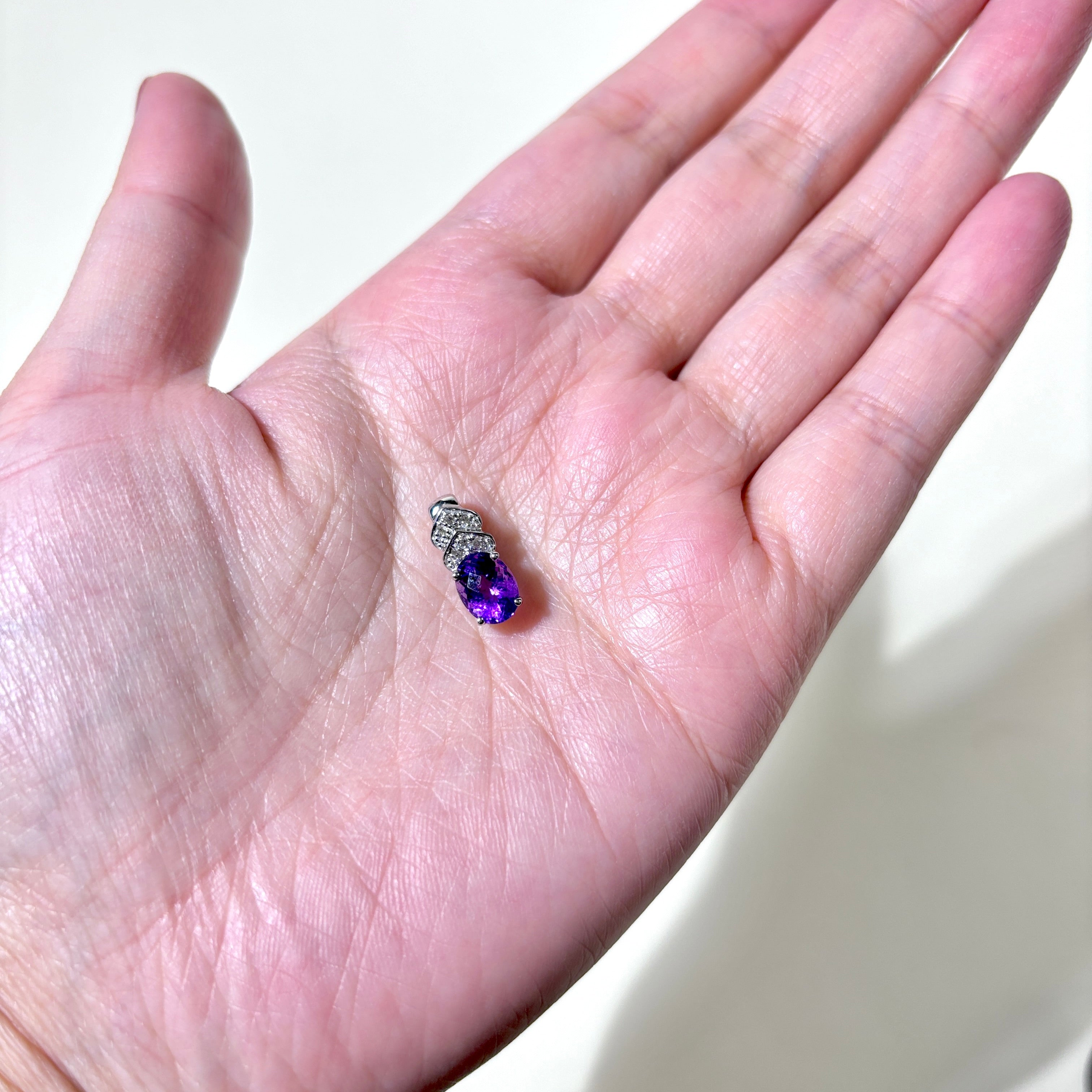 14K White Gold Amethyst and Diamond Pendant Necklace - 1.33ct Natural Amethyst & 0.03ctw Diamond Accents | Elegant Jewelry Gift for Women | Perfect for Valentine's Day, Anniversary & Special Occasions