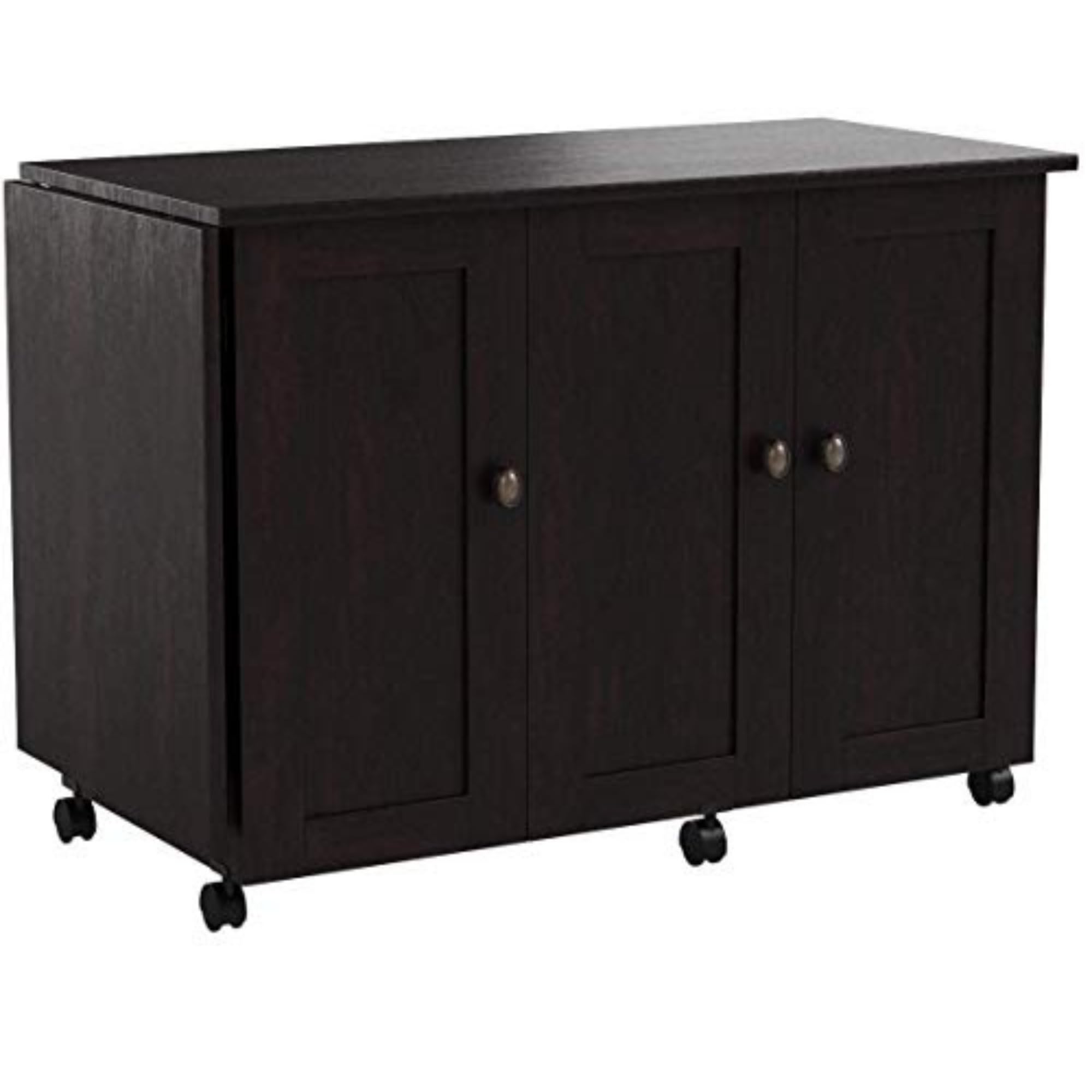 Sauder Rolling Sewing & Craft Table with Storage - Cinnamon Cherry Finish | Mobile Workstation for Sewing, Crafting & Pantry Organization