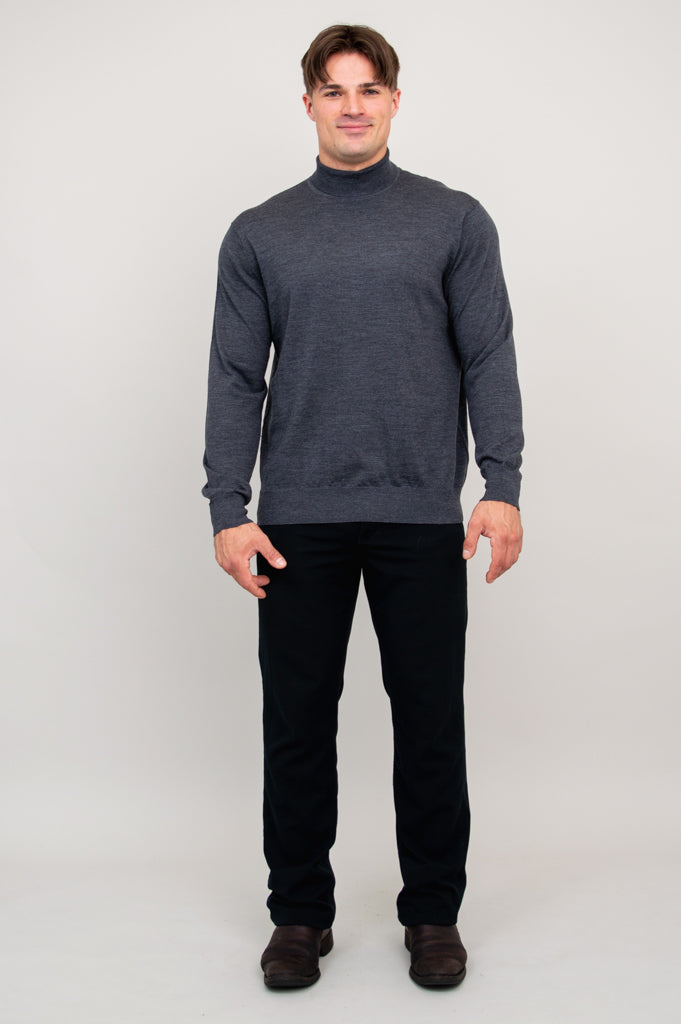 Premium Eric Sweater for Men - 100% Merino Wool, Charcoal Grey - Warm & Comfortable Winter Pullover for Outdoor Activities & Casual Wear