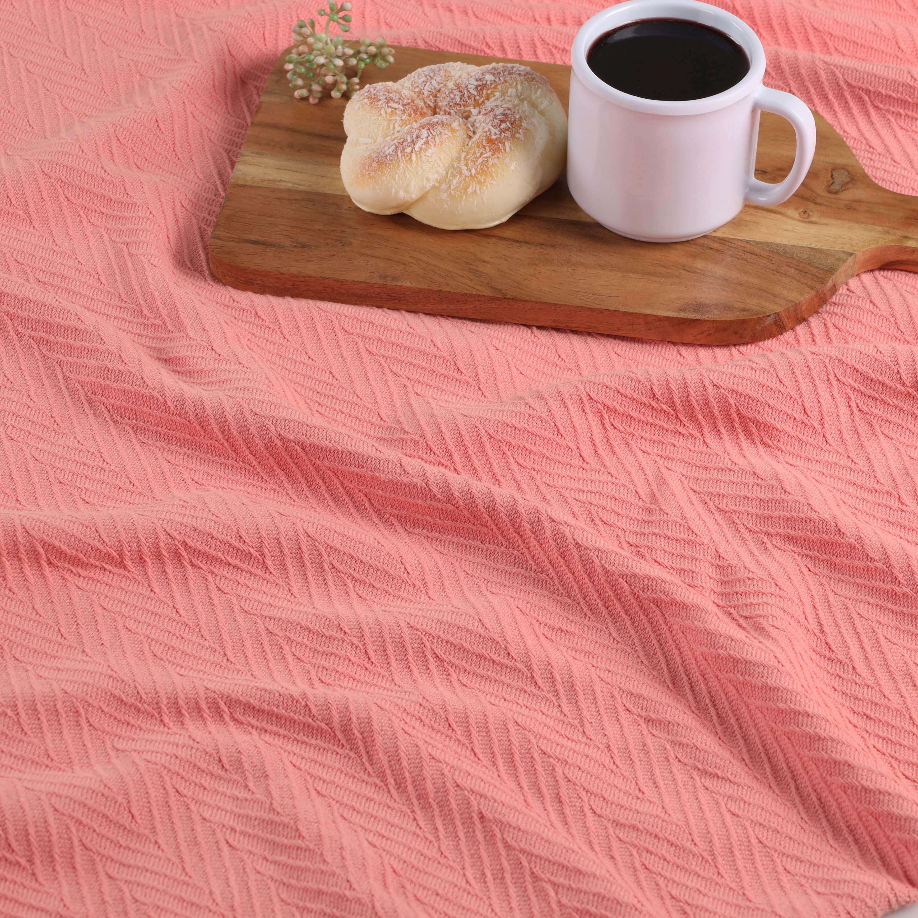 Soft All-Season Chevron Cotton Bed Blanket & Sofa Throw - Cozy Home Decor for Living Room, Bedroom, and Travel