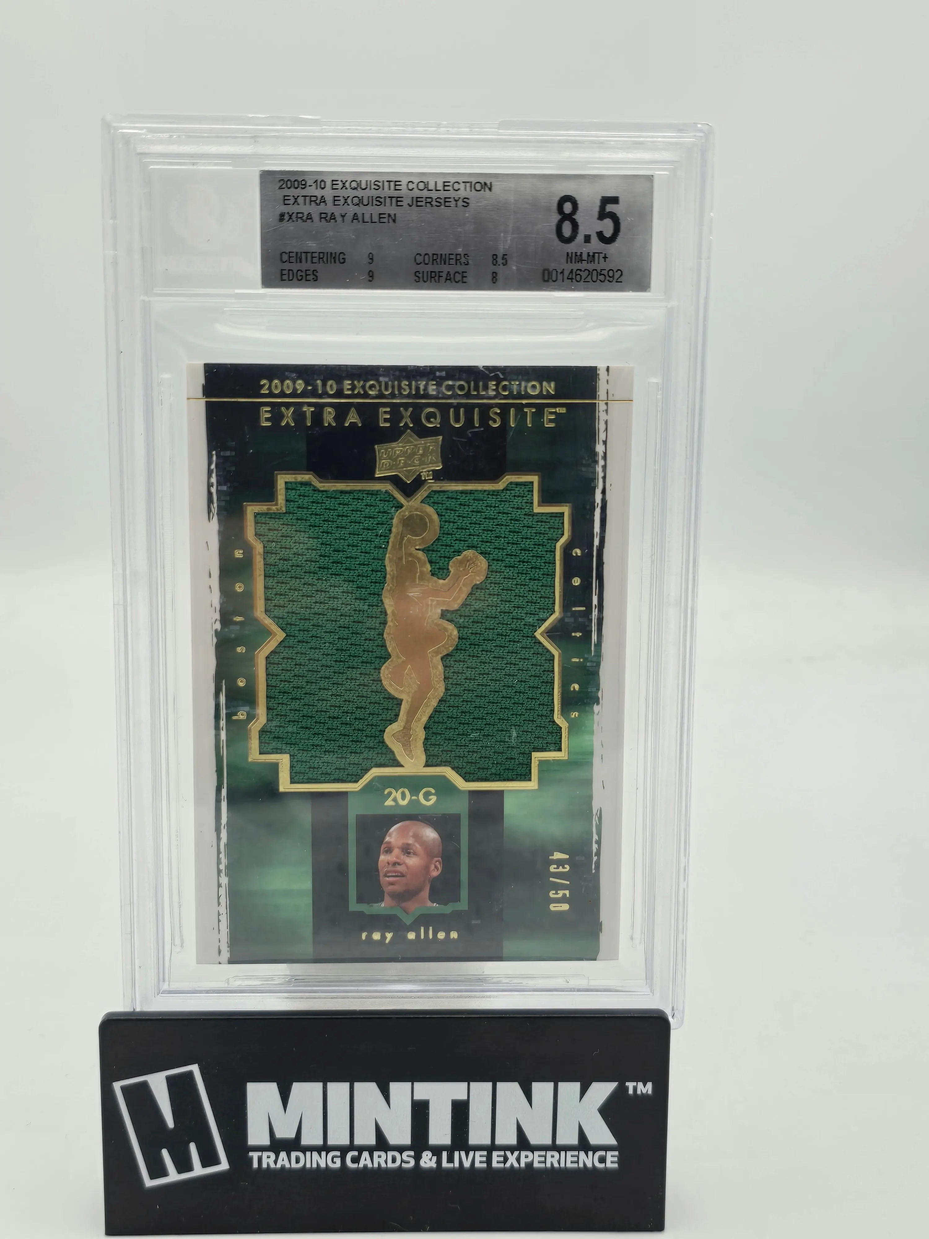 2009 UD Exquisite Basketball Ray Allen Game-Worn Jersey Patch Card BGS 8.5 /50 - Perfect for NBA Memorabilia Collectors and Sports Card Investors