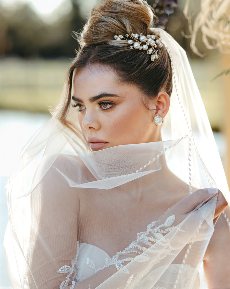 Elegant Baroque Pearl Stud Earrings for Brides | Classic Wedding Jewelry by Stephanie Browne | Perfect for Bridal Accessories, Wedding Day & Special Occasions