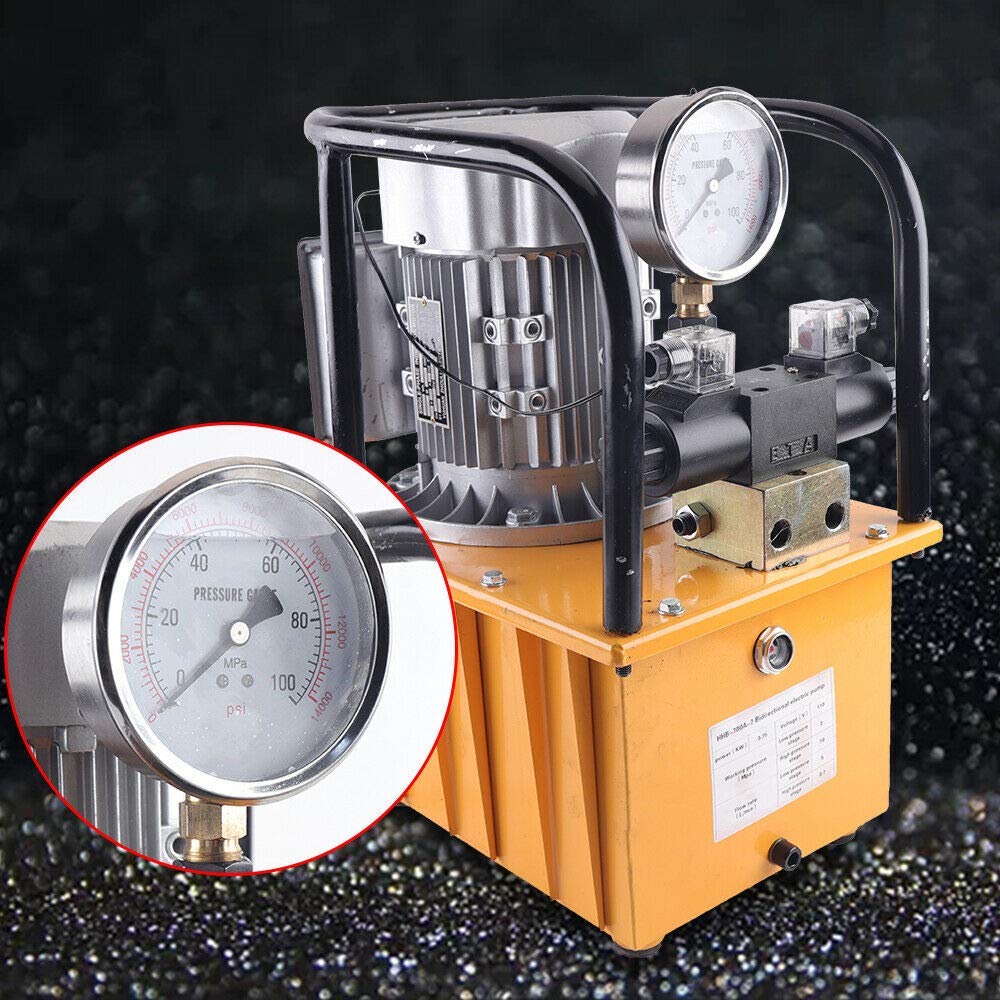 750W 110V Electric Hydraulic Pump with Double Acting Solenoid Valve - 10000 PSI High Pressure, 7L Oil Capacity - Ideal for Automotive Repair, Industrial Machinery, and Heavy Equipment Maintenance