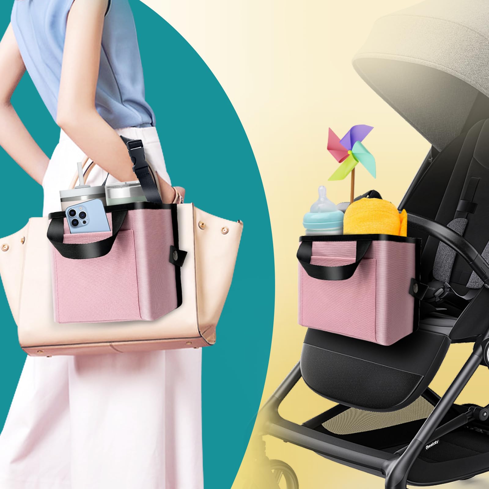 Multifunctional Luggage Cup Holder for Suitcases - Free Hands Drink Carrier with Universal Fit for Suitcase Handles, Travel Accessories (Pink) | Perfect for Airports, Road Trips & Business Travel
