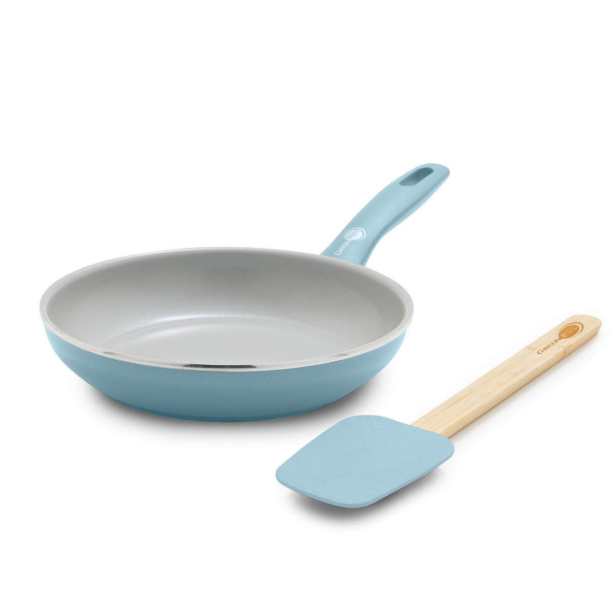 Dover Ceramic Nonstick 8-Inch Frying Pan with Spatula - Blue Haze | PFOA-Free Cookware for Healthy Cooking | Perfect for Eggs, Pancakes & Stir-Fry