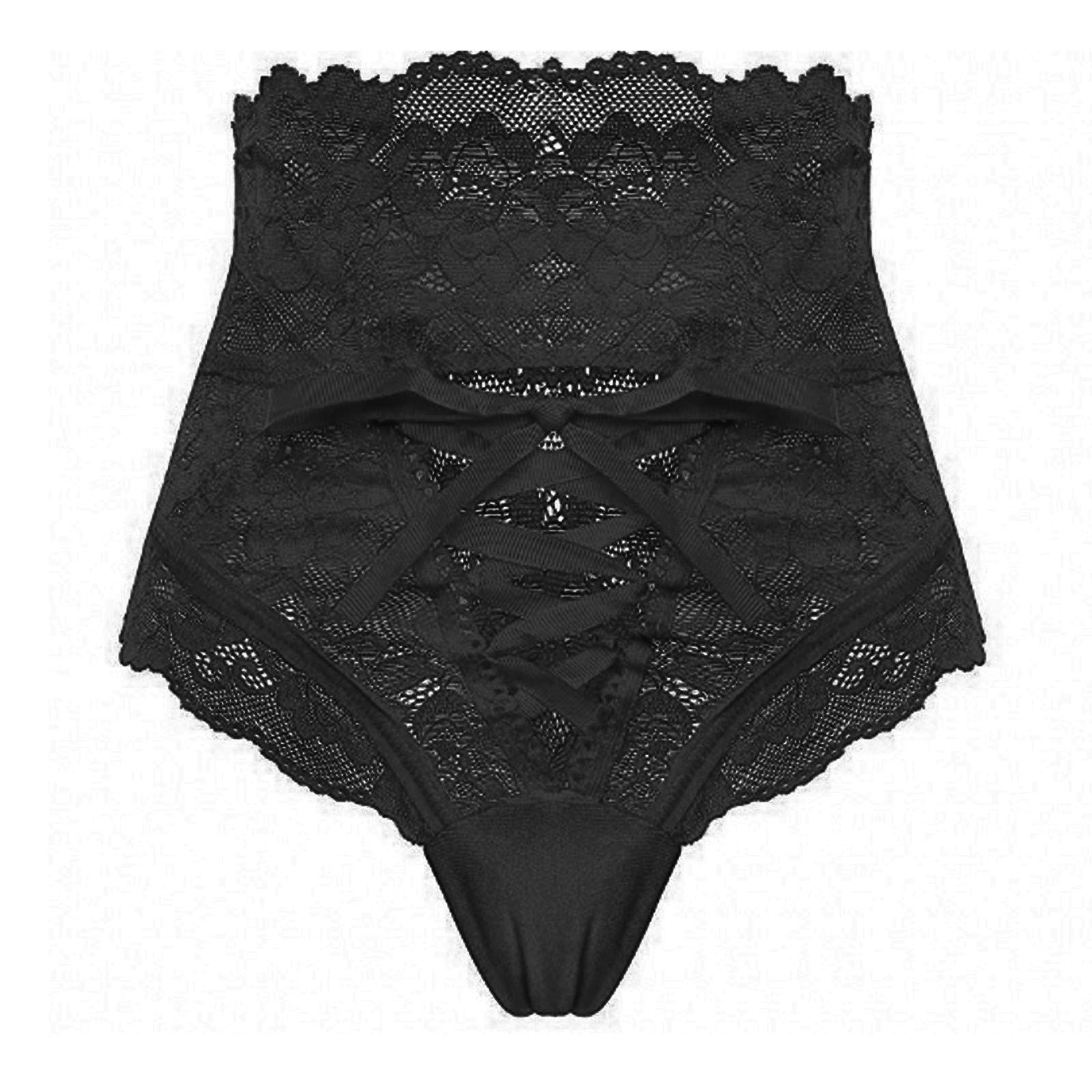 Sexy High Waist Lace Bandage Panties for Women - Tummy Control Thong Underwear with Strappy Design - Perfect for Shapewear, Date Night & Special Occasions