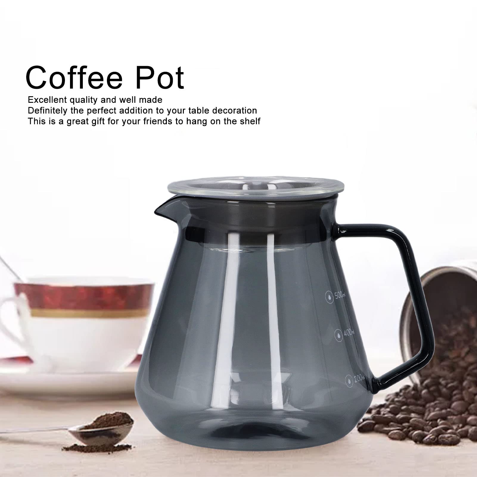 Premium 300ml High Borosilicate Glass Coffee Carafe - Electroplated Grey Replacement Pot for Drip Coffee Makers | Durable & Heat-Resistant for Home Kitchen, Office, or Coffee Shop Use