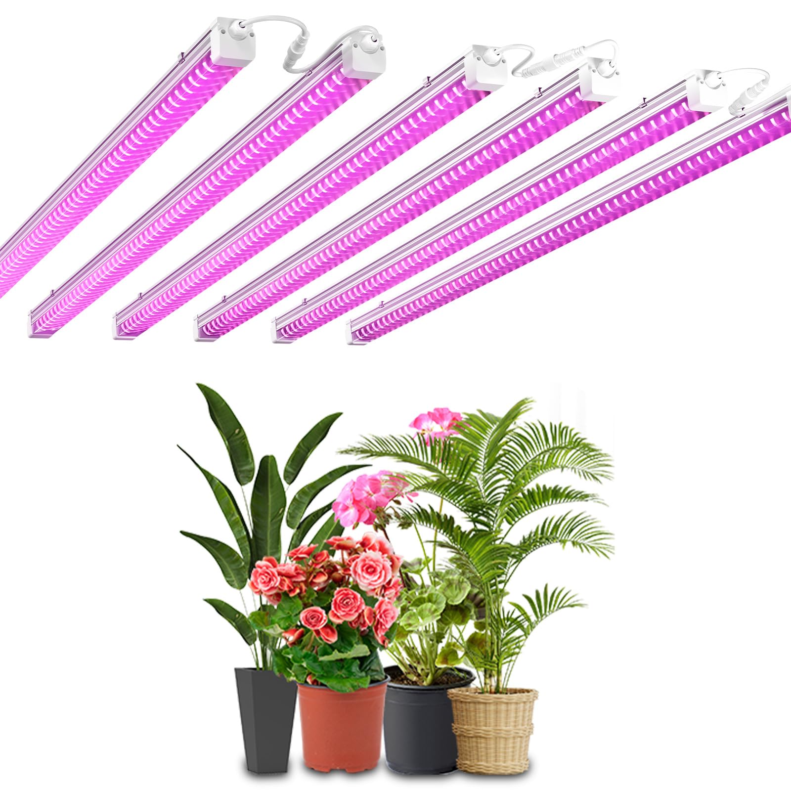 Best 270W Full Spectrum LED Grow Lights for Indoor Plants - 6 Pack Waterproof Hydroponic Growing System with Sunlight Simulation - Perfect for Seed Starting, Plant Shelves & Hydroponics Gardening