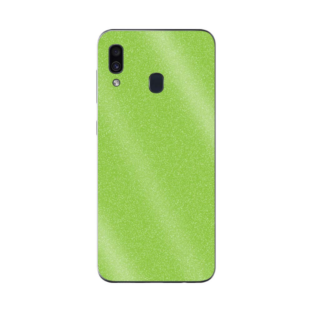 MightySkins Glossy Glitter Skin Cover for Samsung Galaxy A20 & A30 - Solid Lime Green | Protective Durable High-Gloss Finish | Easy to Apply & Remove | Made in USA | Perfect for Everyday Use, Parties & Personalization