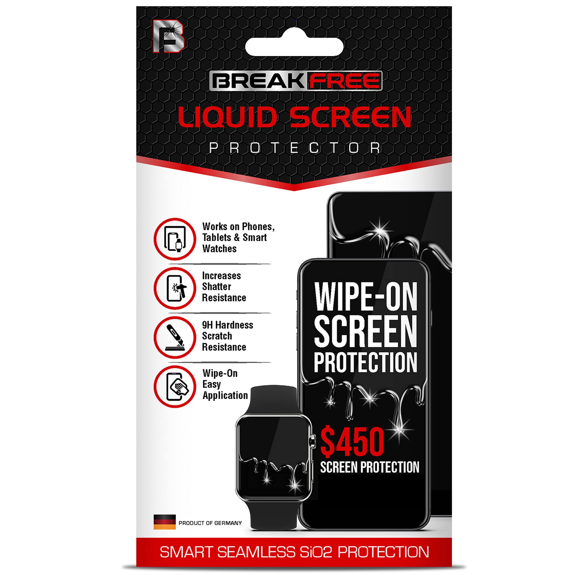 Break Free Liquid Glass Screen Protector - $450 Screen Coverage | Scratch & Shatter Resistant Nano Coating for Phones, Tablets & Smart Watches | Universal Fit | Perfect for Outdoor, Travel & Daily Protection