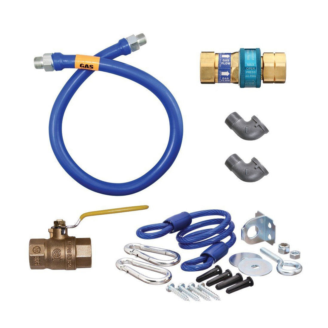 Dormont 1650KIT36 Quick Disconnect Gas Hose Kit - 36 Inch, 1/2 Inch ID, Flexible Blue Gas Line for Grills, Stoves & Outdoor Cooking - Perfect for BBQs, Patio Heaters & Camping Equipment
