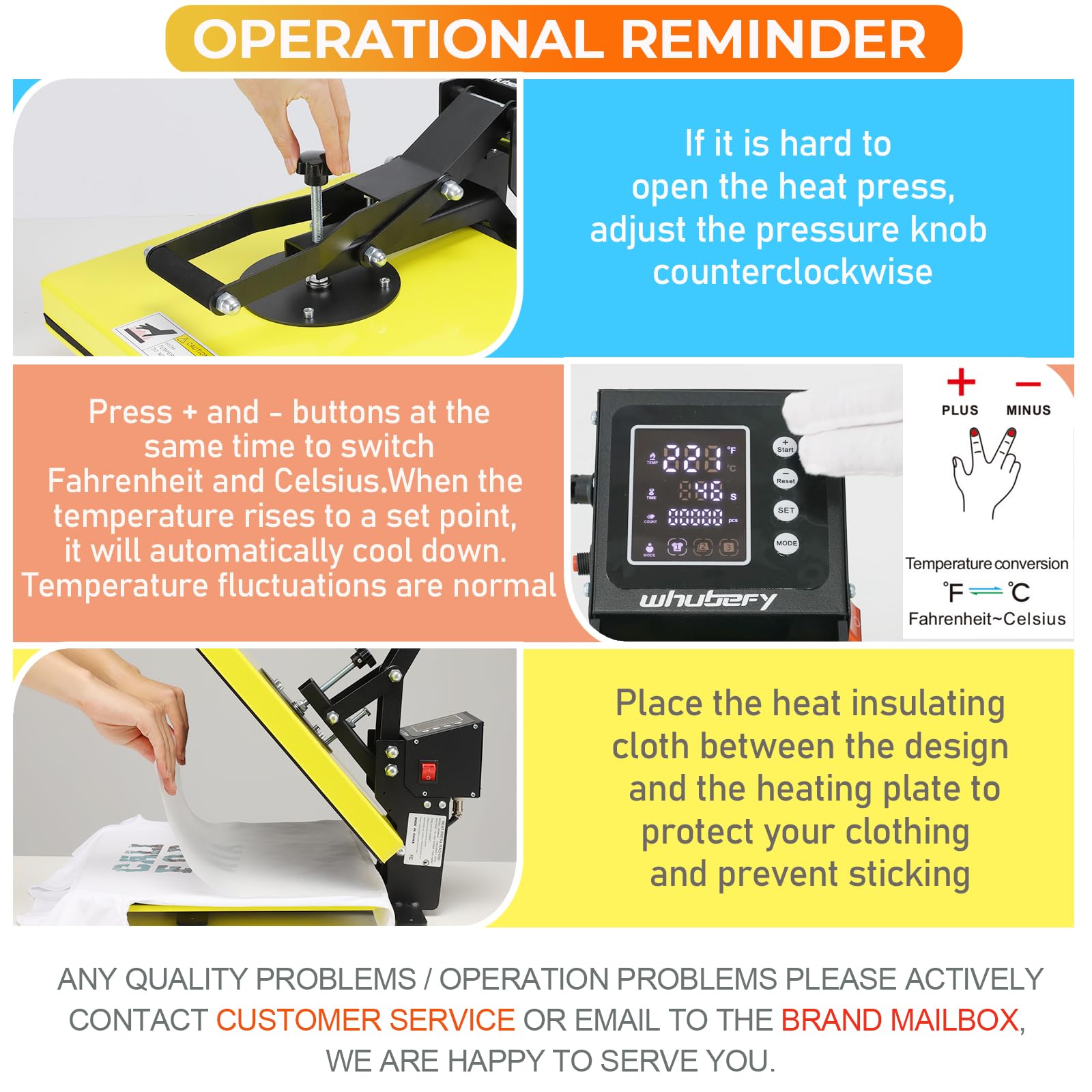 Whubefy 15x15 Digital Clamshell Heat Press Machine - Fast & Even Heating T-Shirt Printer for Sublimation - Perfect for DIY T-Shirts, Mouse Pads, Pillows, Coasters & Puzzles - Home & Small Business Use