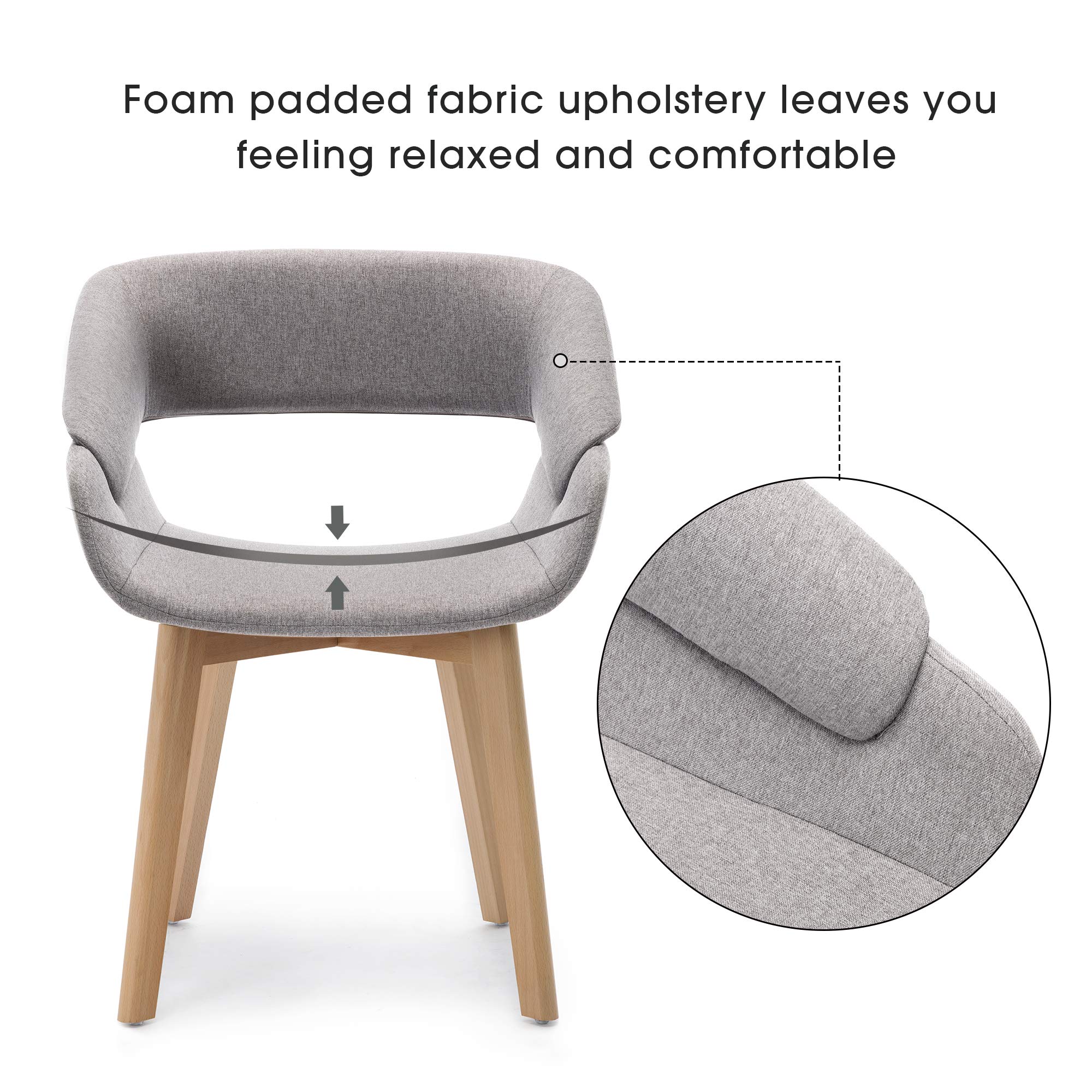 Ivinta Dining Chairs Set of 2 - Modern Upholstered Fabric Kitchen Chairs with Solid Wood Legs, Comfortable Accent Chairs for Living Room, Restaurant, Cafe & Home Decor (Gray) - Perfect for Dining Rooms, Breakfast Nooks & Small Spaces