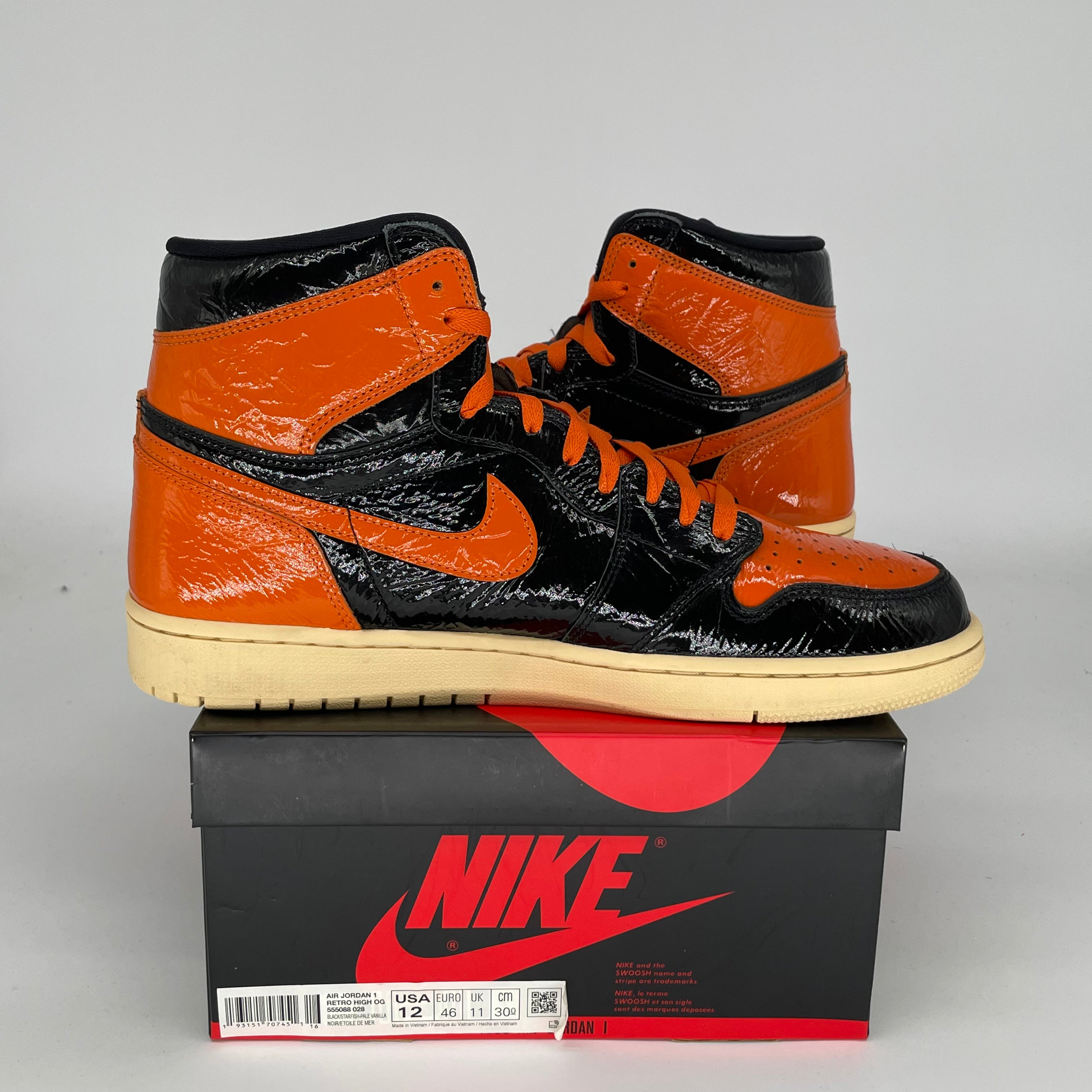 AIR JORDAN 1 SHATTERED BACKBOARD 3.0 Retro High OG Basketball Shoes - Men's Size 12 (555088-028) - Perfect for Streetwear, Sneaker Collecting and Basketball Games