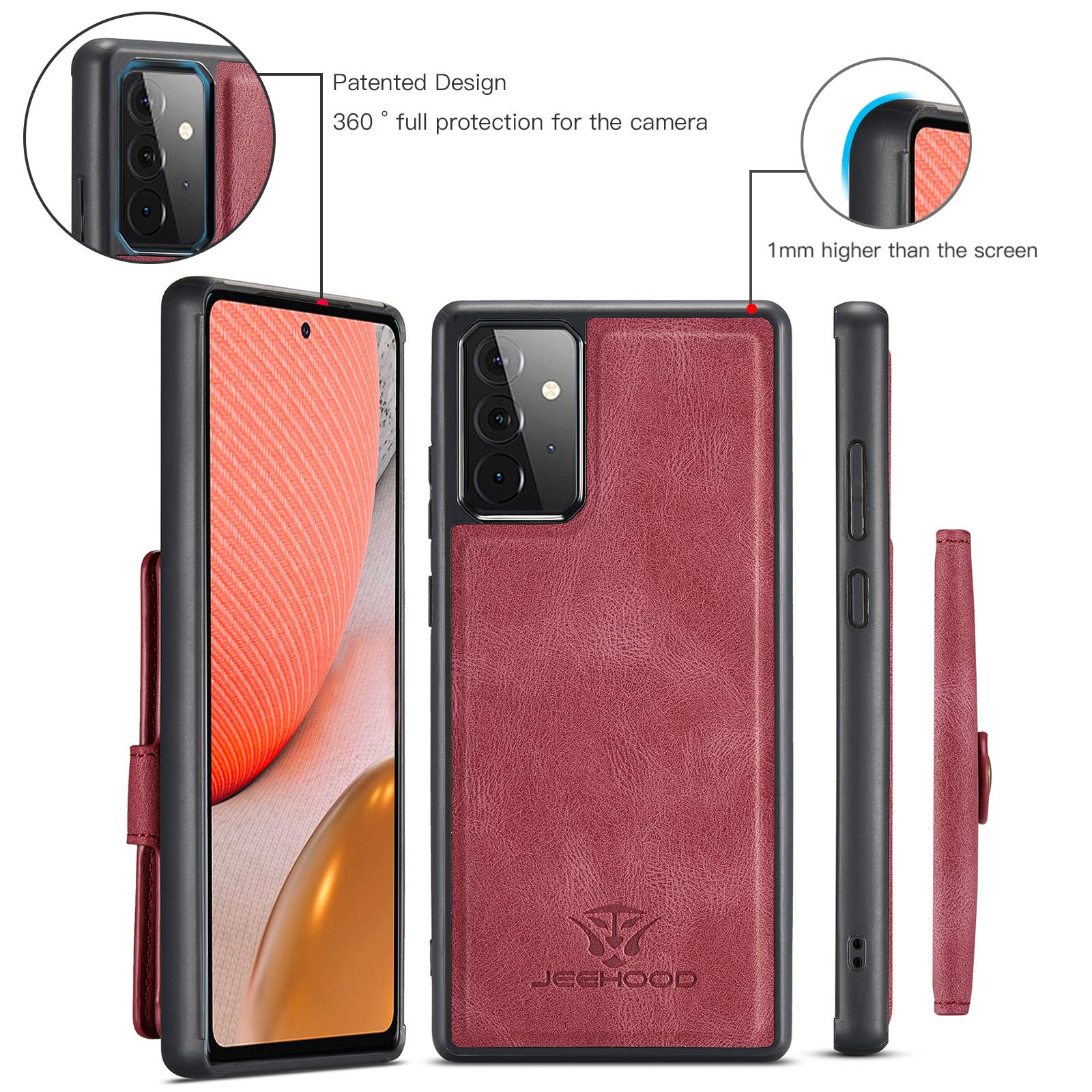 Samsung A52 5G Wallet Case with Magnetic Detachable Holder - Shockproof & Wireless Charging for Daily Use