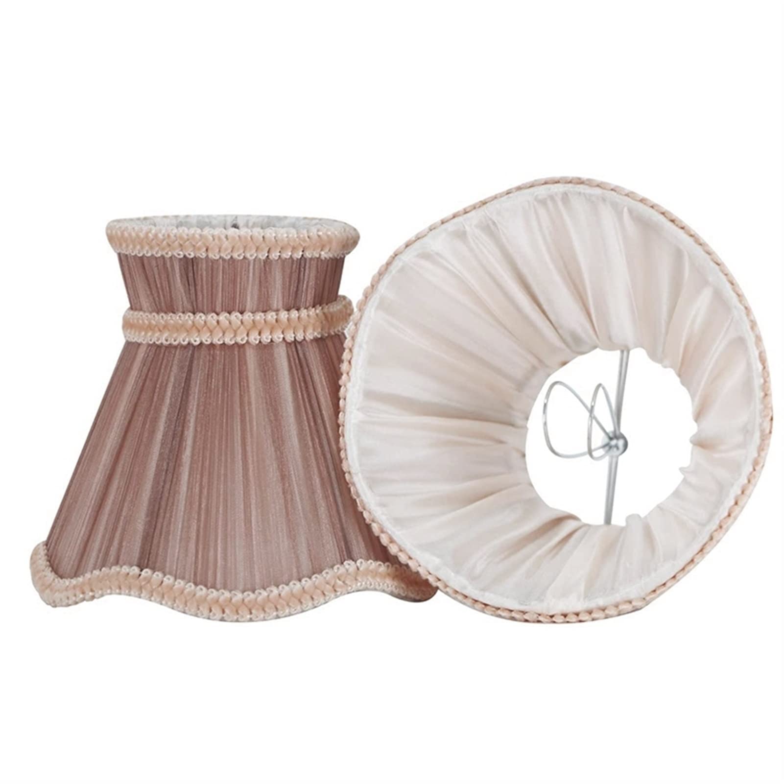 Set of 2 Clip-On Fabric Candle Chandelier Lampshades - Decorative Drop Light & Wall Lamp Shades for Dining Room, Bedroom, and Living Room Lighting