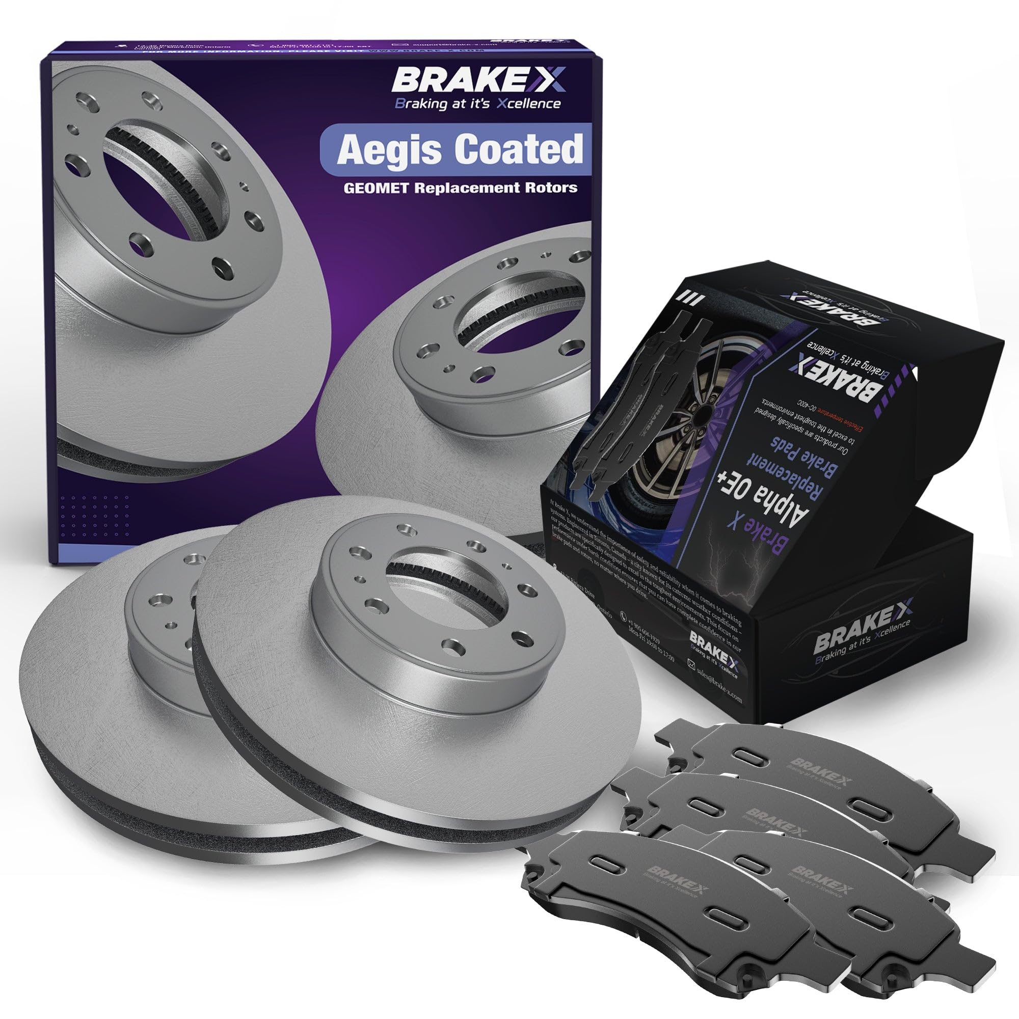 High-Performance Rear Brake Pads and Rotors Kit for 2005-2009 Subaru Outback - AEGIS GEOMET Coated Rotors & Alpha Ceramic Brake Pads | Durable Braking Solution for City Driving, Mountain Roads and Heavy Loads