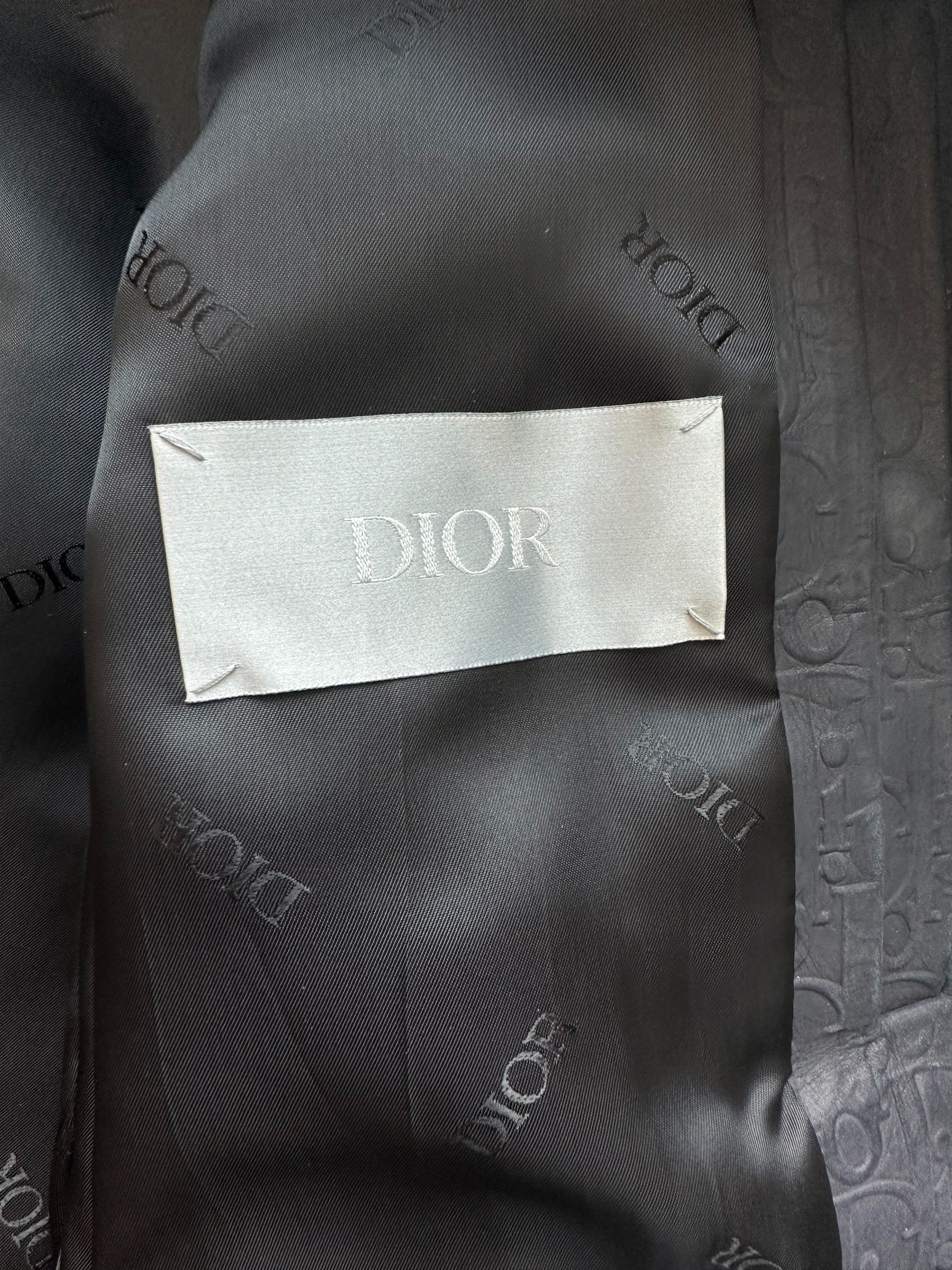 Dior Navy Oblique Leather Bomber Jacket for Men - Luxury Designer Outerwear for Fall & Winter Fashion | Perfect for Casual Wear, Date Nights & Special Occasions