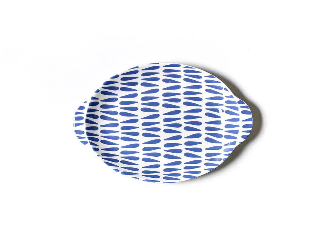 Iris Blue Drop Large Handled Platter - Elegant Serving Tray for Dinner Parties, Buffets & Home Decor | Perfect for Entertaining Guests & Displaying Appetizers
