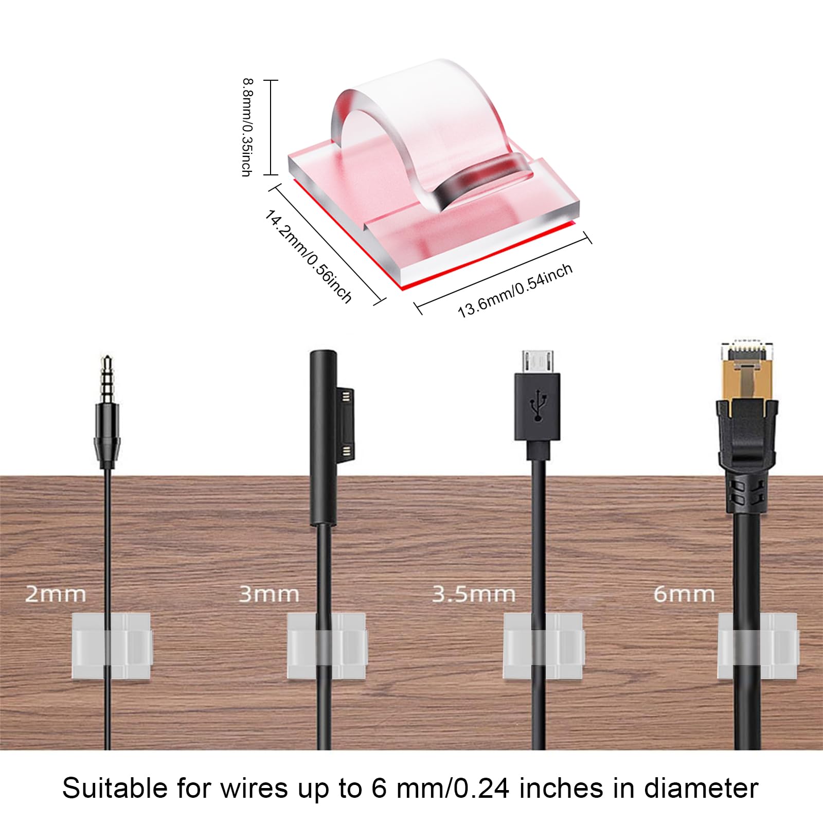 100PCS Self Adhesive Cable Clips - Strong Cord Organizer for Desk, Wall & Home Office - Clear Cable Management Clips for Wires, Chargers & Electronics - Perfect for Organizing Cords in Living Room, Bedroom & Workspace