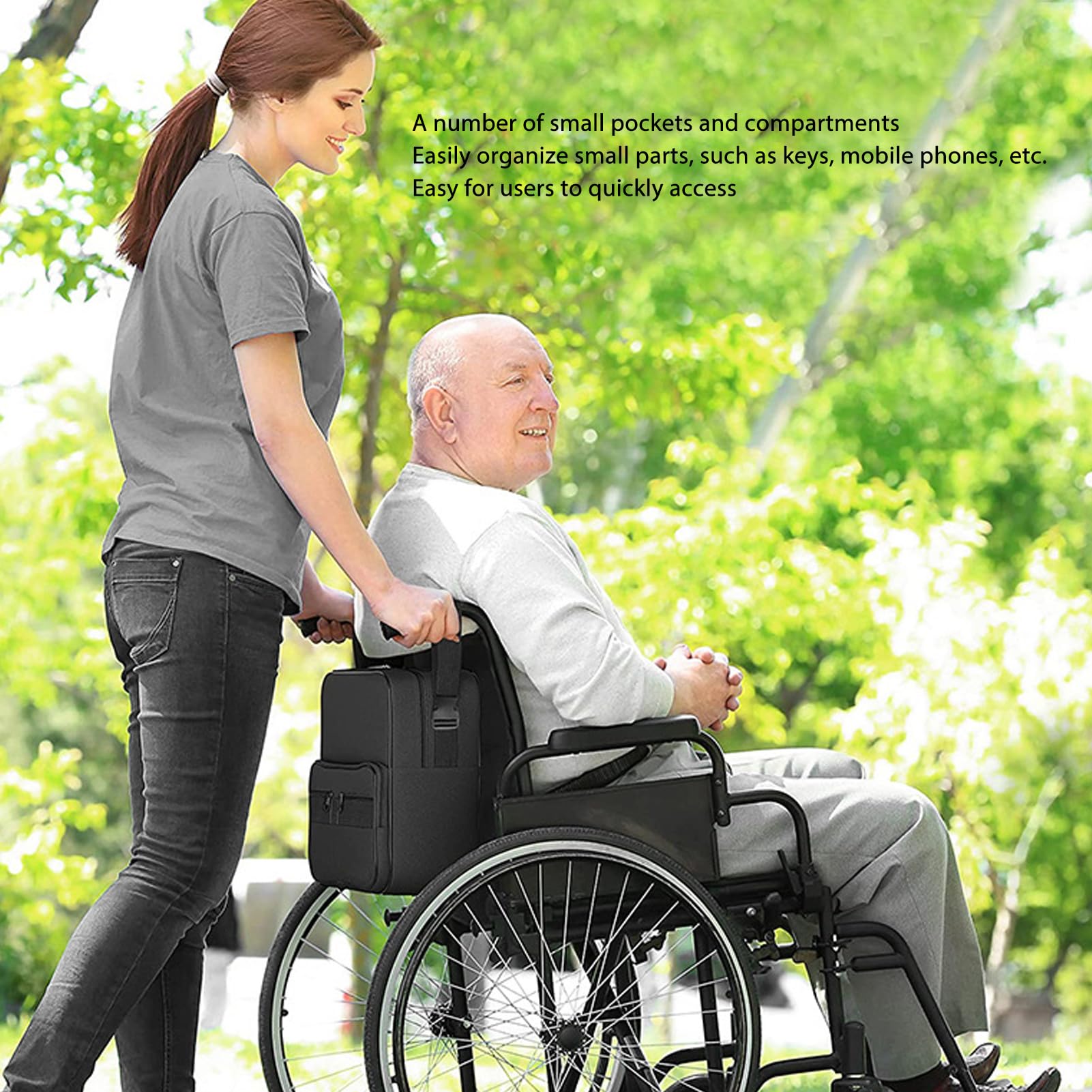 **Large Capacity Wheelchair Bag - Multi-Layer Storage Pouch & Backpack for Wheelchairs & Rollators - Perfect for Daily Use, Travel & Outdoor Activities**
