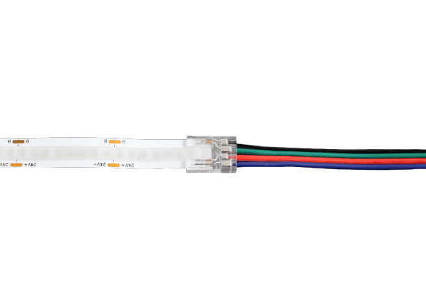 24V RGB COB LED Strip Light with Solderless Connector (10mm) - Waterproof Flexible LED Tape for Home Decoration, Gaming Setup, and DIY Lighting Projects