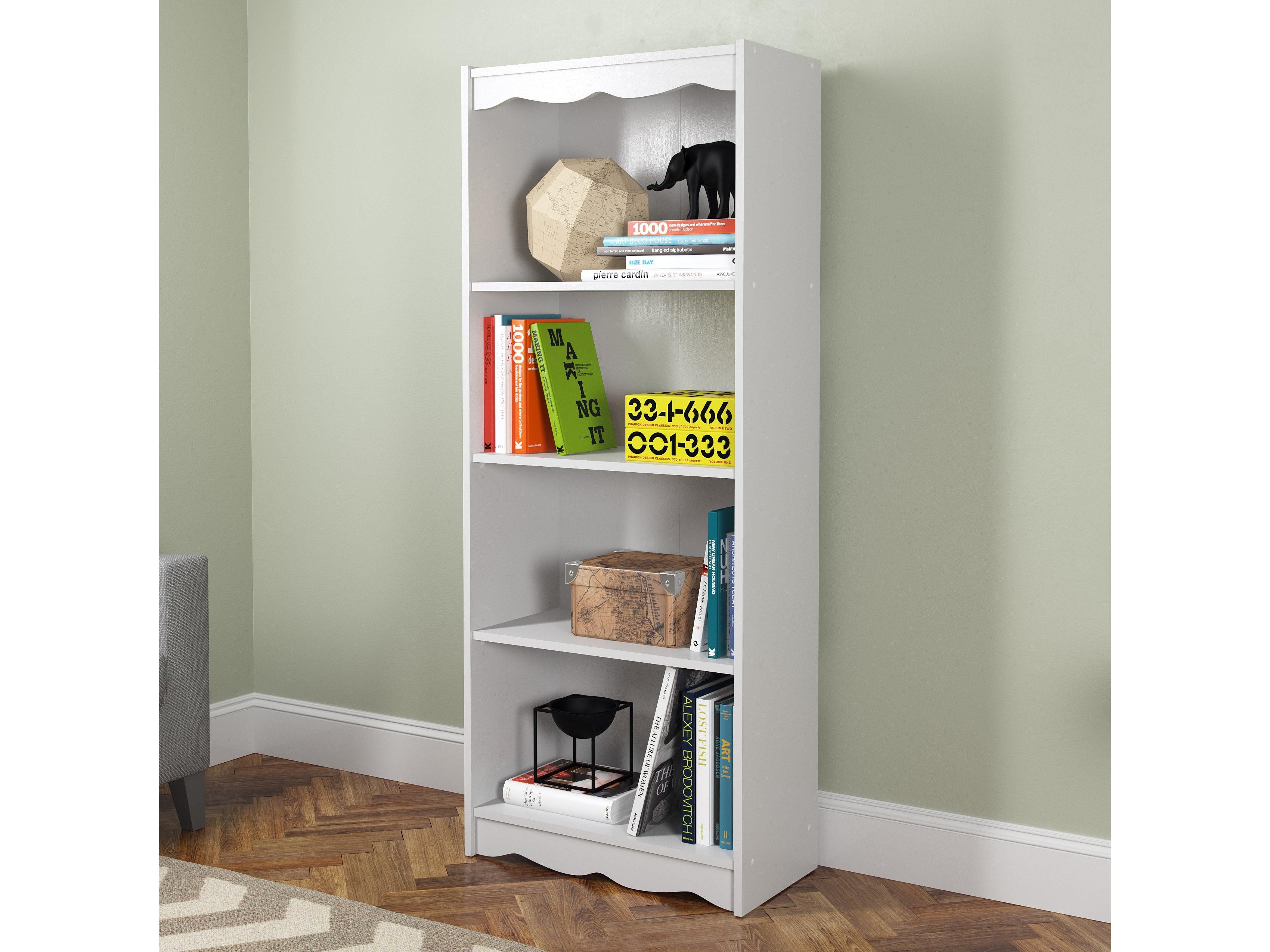 60 Inch Tall White Bookcase - Modern Bookshelf for Living Room, Bedroom & Office Storage - Sturdy & Spacious Organizer for Books, Decor & More