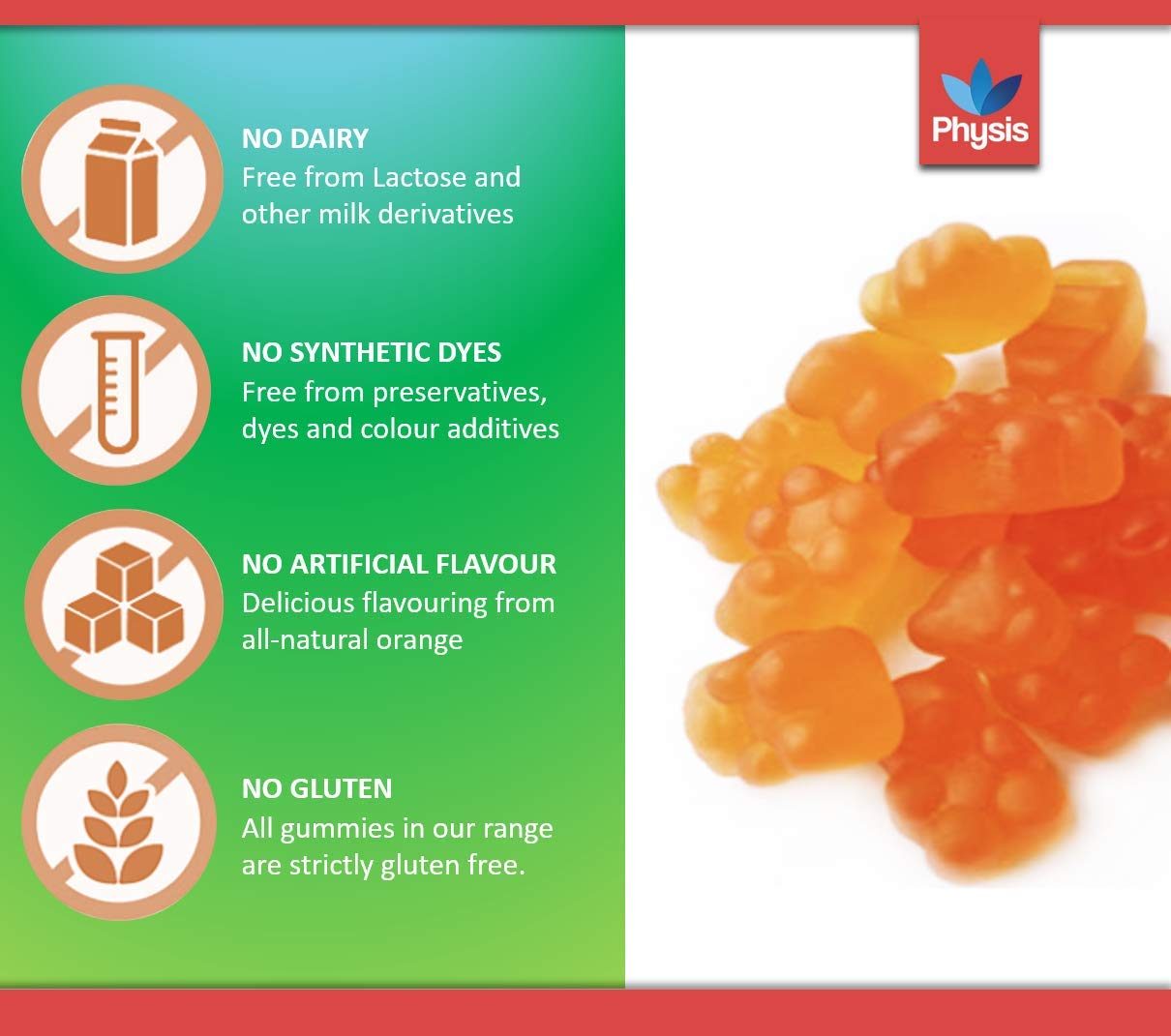 Physis Kids Multivitamin Gummies for Ages 2+ | 30 Orange Flavor Chewable Vitamins with Vitamin C, D, Omega 3 | Supports Children's Cognitive Development, Energy & Healthy Growth | Perfect for Daily Nutrition, Immune Support & Picky Eaters
