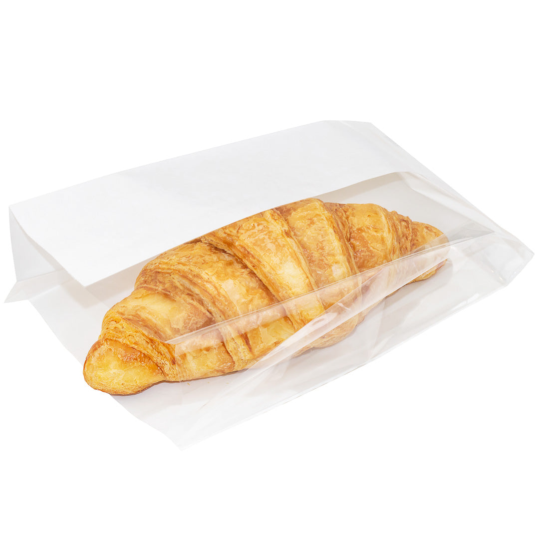 White Paper Small Bread Bags with Side Window - 4.75