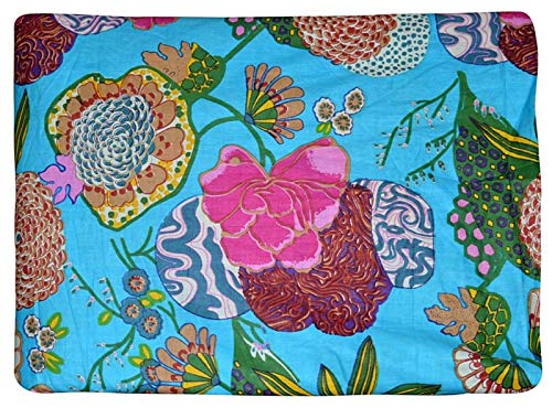 YUVANCRAFTS Turquoise Cotton Running Fabric with Fruit Print - 10 Yards for DIY Sewing, Quilting, and Apparel Making | Perfect for Summer Dresses, Tops, and Activewear