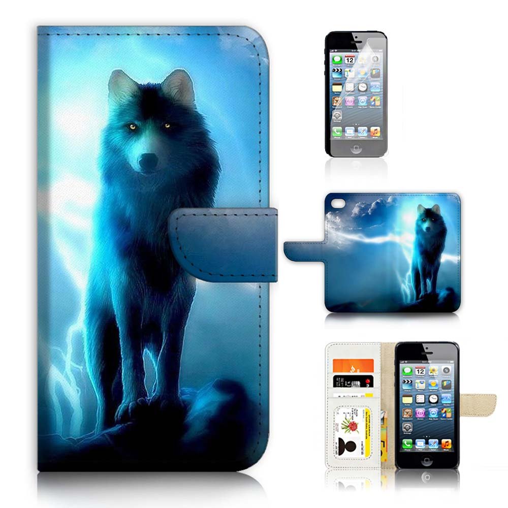 Premium Flip Wallet Phone Case for iPhone 8/7/SE 2 (2020) - A21379 Night Wolf | Slim Protective Cover with Card Slots | Perfect for Daily Use, Travel & Business Meetings
