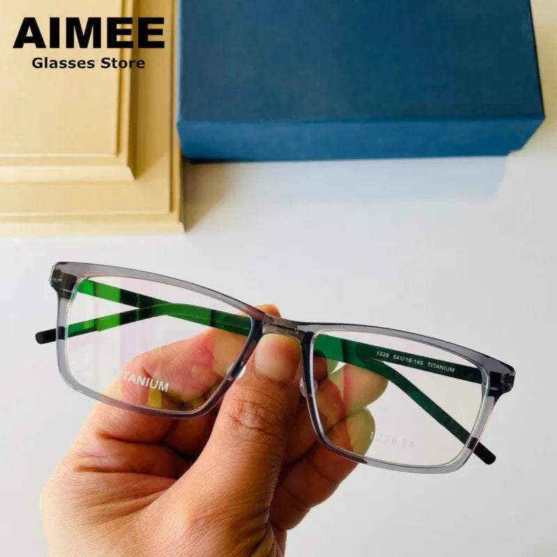 Stylish Aimee Unisex Full Rim Square Titanium Acetate Eyeglasses Frame 1228 - Perfect for Work, Reading & Everyday Fashion