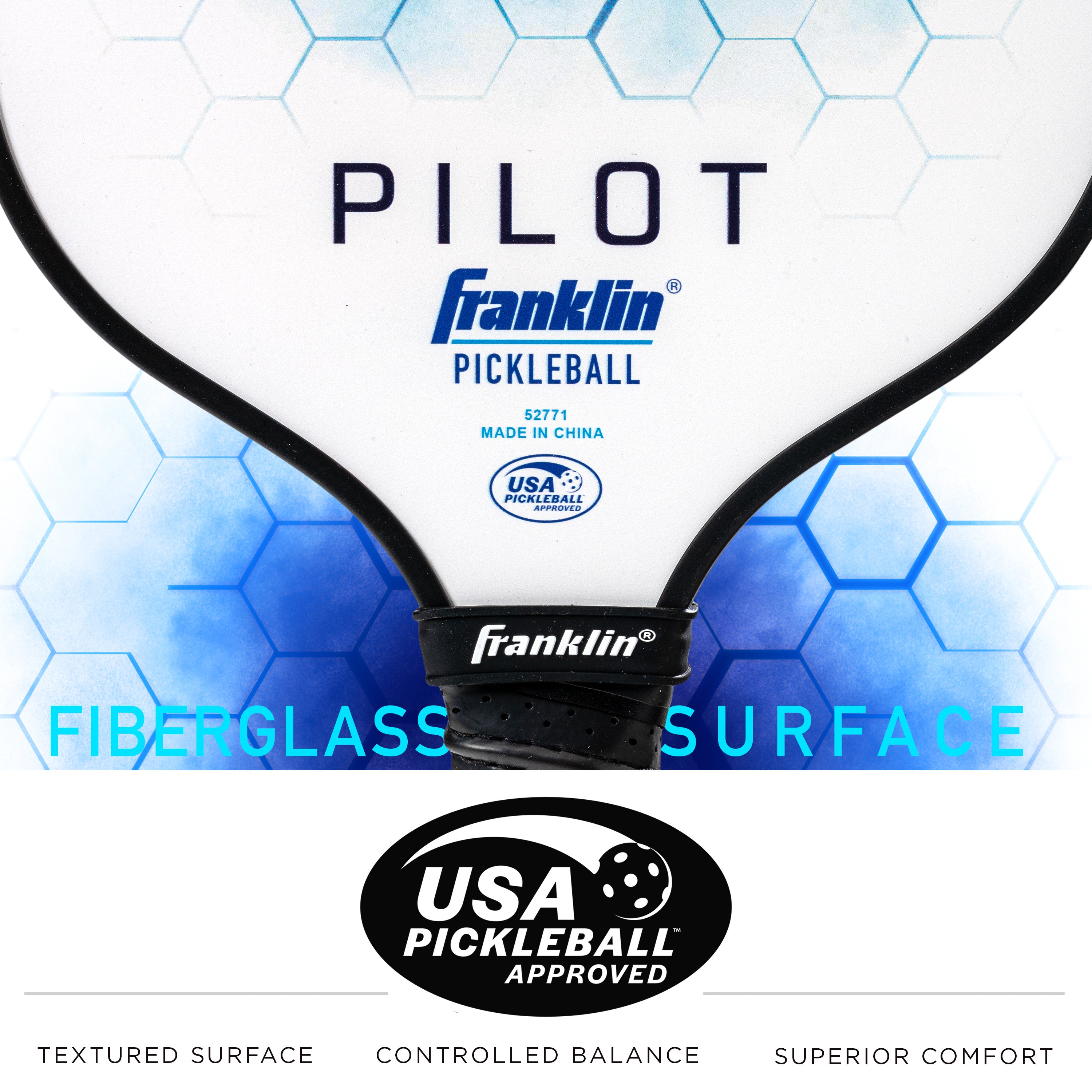Franklin Pilot Pickleball Paddle - Premium Carbon Fiber Surface with Cushion Grip | Perfect for Indoor & Outdoor Court Play, Tournaments & Recreational Games