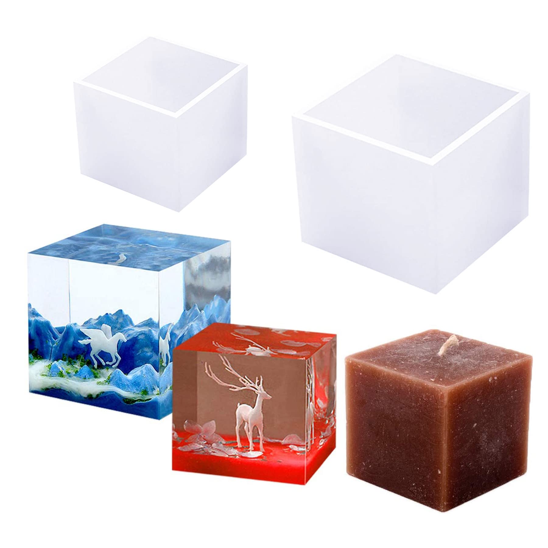 32 PCS Silicone Resin Molds Set - Sphere & Square Epoxy Jewelry Casting Molds with Measuring Cup for DIY Jewelry Making - Perfect for Resin Art, Pendants, Charms and Craft Projects