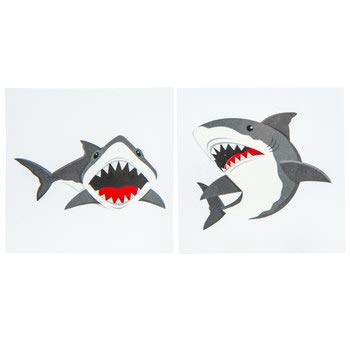 Shark Temporary Tattoos for Kids - 24 Pack Waterproof Fake Tattoos for Birthday Party Favors, Ocean Theme Party Supplies - Perfect for Summer Beach Parties, Pool Parties & Kids' Birthday Gifts