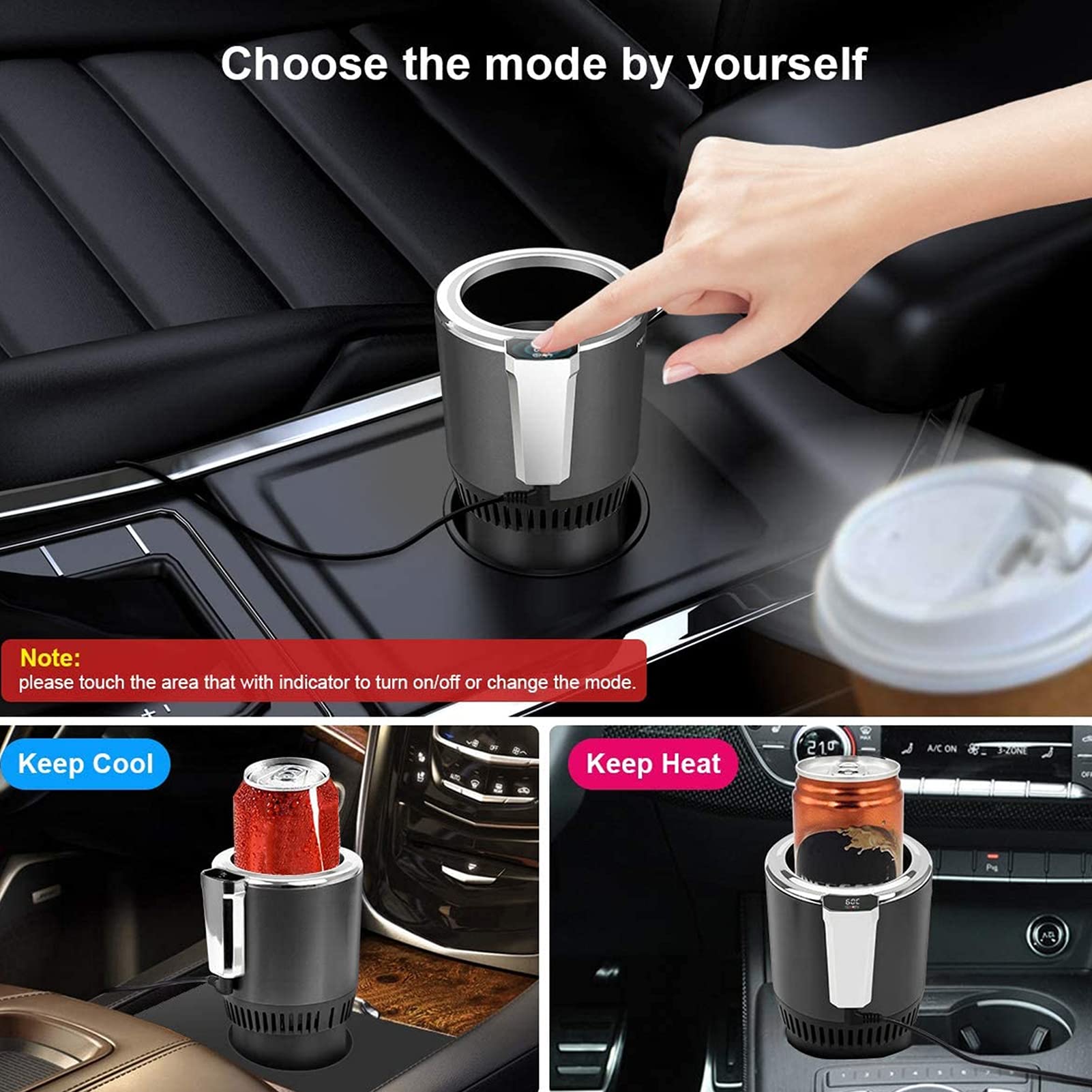 2-in-1 Smart Car Cup Holder Cooler & Warmer - Auto Drink Holder for Heating & Cooling Beverages - Perfect for Coffee, Tea & Cold Drinks on Road Trips & Commutes