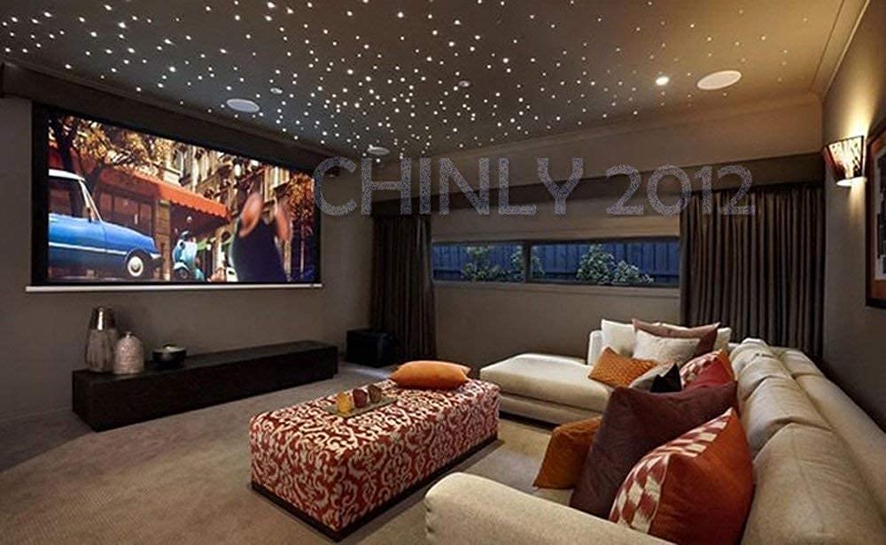 CHINLY 32W Twinkle 1000pcs 0.03in 16.4ft Bluetooth RGBW LED Fiber Optic Star Ceiling Light Kit with APP/Remote Control, Music Sync Mode for Cars, Home Theaters & Bedrooms - Includes Adapter, Cigarette Lighter & 10 Crystals | Create Starlit Ambiance for Romantic Nights & Relaxing Spaces