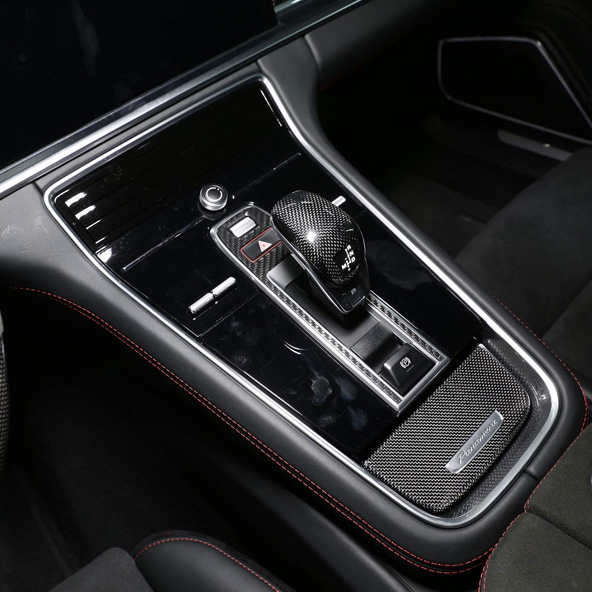 Premium Real Carbon Fiber Center Console Trim Cover for Porsche Cayman & Panamera (2017-2020) - Interior Upgrade & Luxury Car Accessory for Enhanced Driving Experience