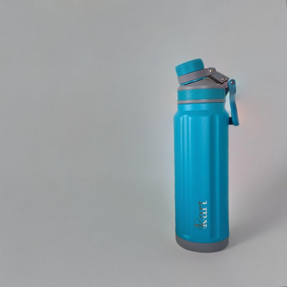 Kart Insulated Stainless Steel Water Bottle 800ml - 24 Hour Hot & Cold Retention - ISI Certified - Leakproof & Rustproof - Perfect for Office, Gym, Hiking, Travel & Outdoor Activities (Blue)