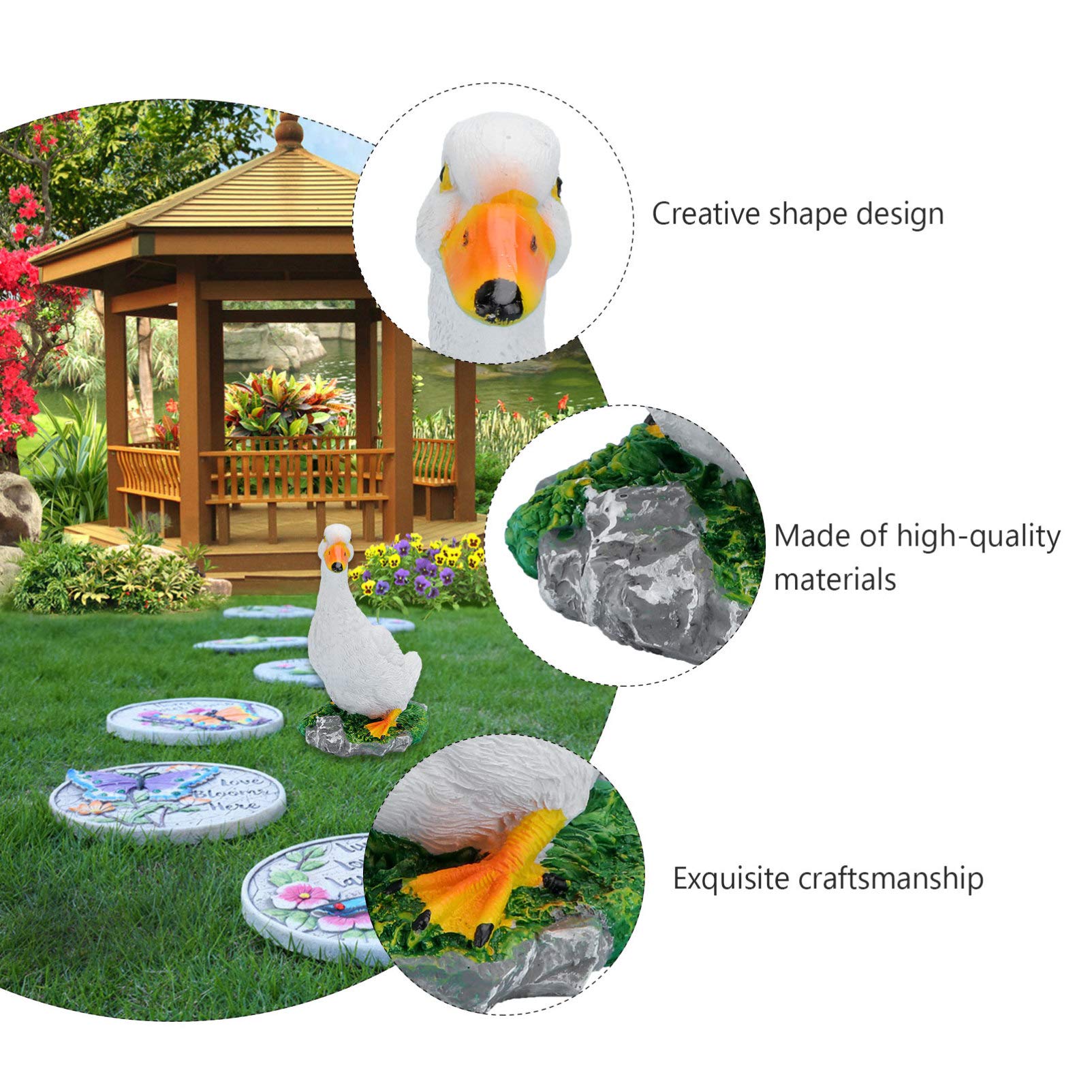 Cabilock White Ceramic Garden Statue - Poultry Farm Model Figurine for Pond, Lawn, Home & Office Decor - Perfect for Outdoor Garden, Patio, and Farmhouse Decoration