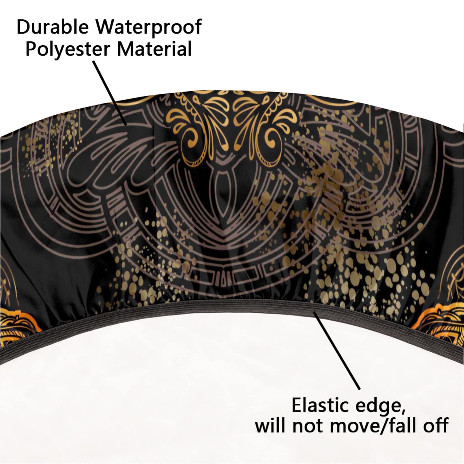 Pardick Golden Dragonfly Round Elastic Tablecloth - Waterproof & Wipeable Fitted Table Cover for 45” to 56” Round Tables - Perfect for Dining Room, Outdoor Patio, and Special Occasions