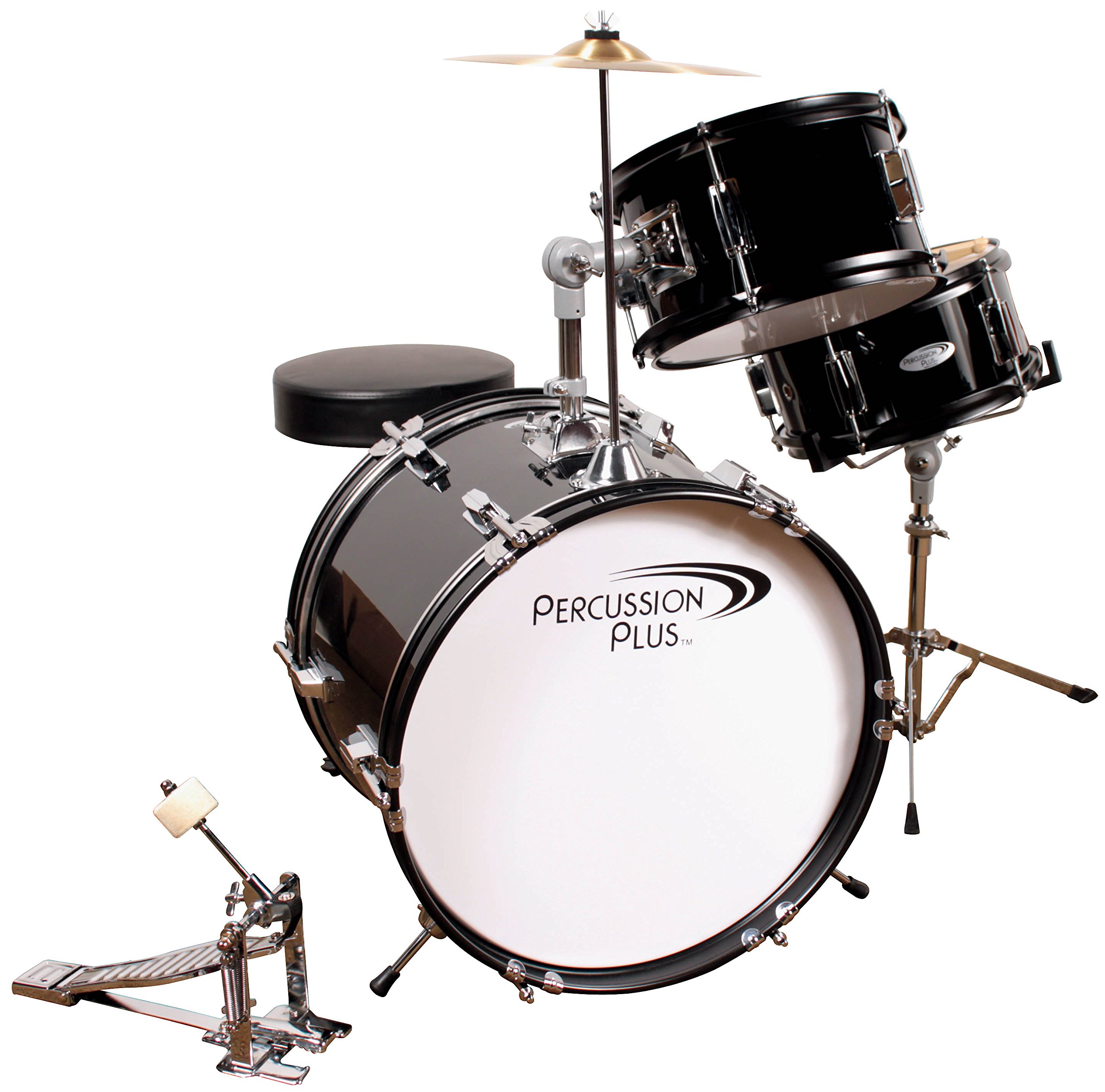 Percussion Pluss PPJR3BK 3-Piece Junior Drum Set for Kids - Perfect for Beginners, Home Practice & Music Education