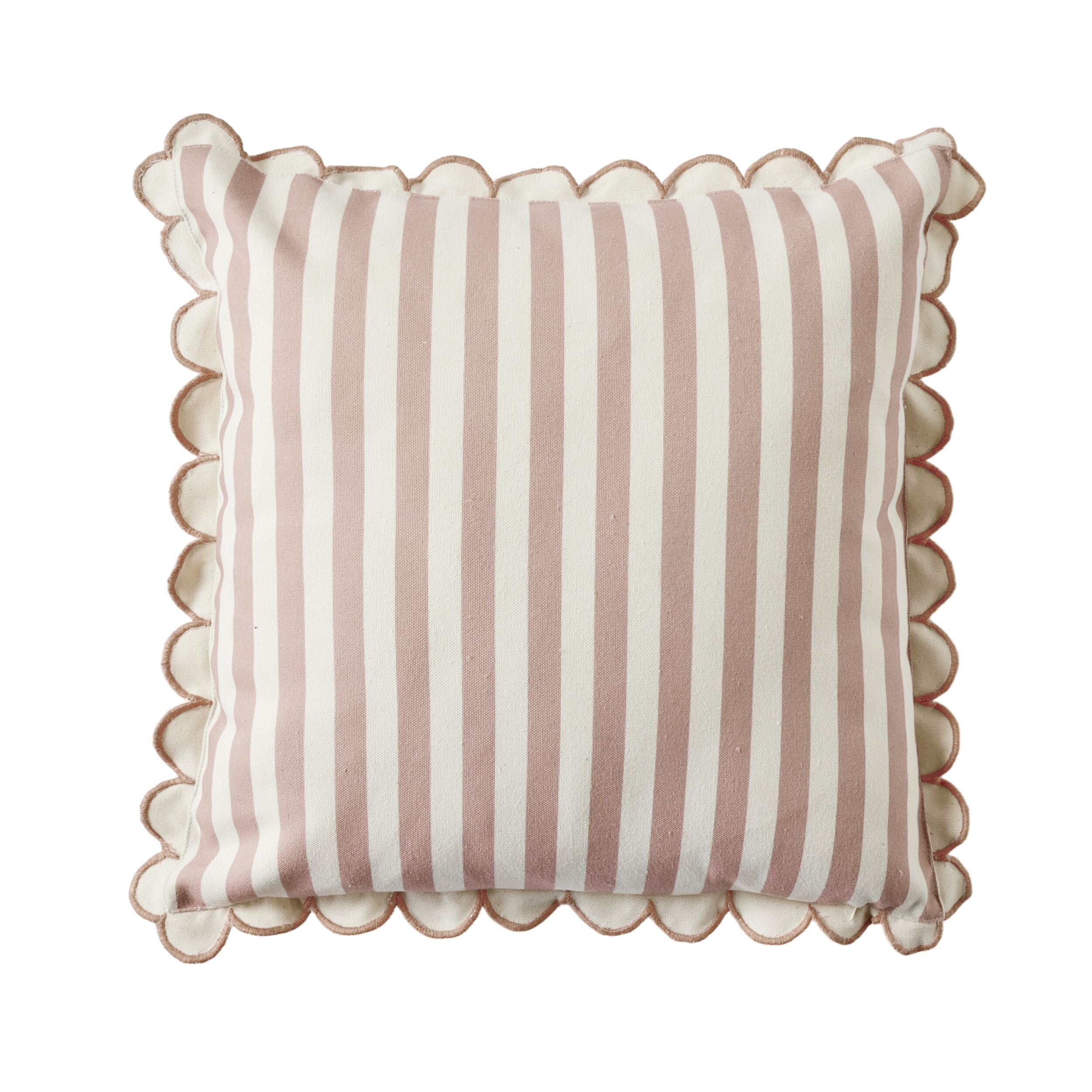 Aruba Scallop Edge Stripe Taupe Decorative Throw Pillow Cover 45x45cm - Perfect for Sofa, Bed, Couch & Home Decor