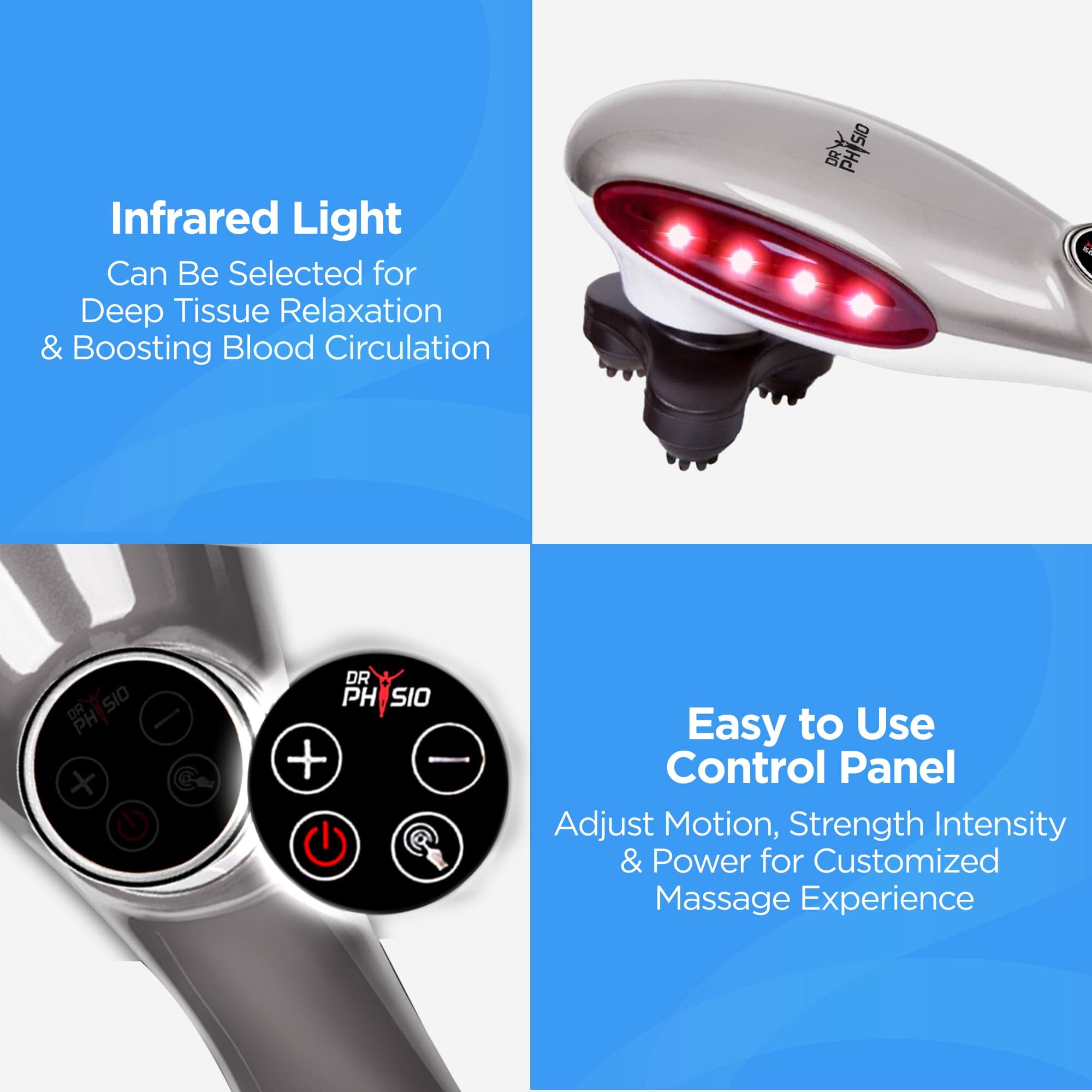 Dr Physio USA Active Hammer Massage Gun - Deep Tissue Percussion Therapy for Muscle Pain Relief & Recovery - Perfect for Athletes, Gym Workouts & Home Use