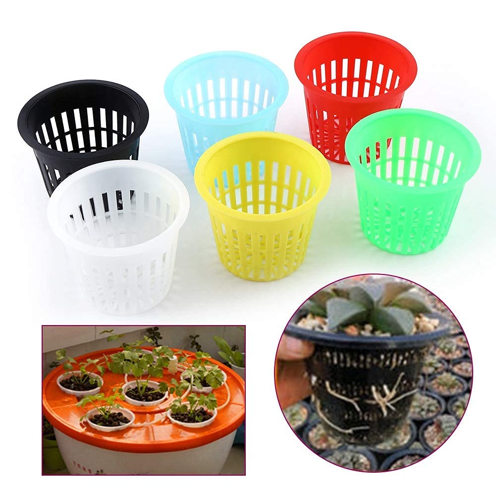 10pcs Hydroponic Planting Mesh Net Pots - White Slotted Grow Baskets for Indoor & Outdoor Gardening - Perfect for Hydroponics, Aquaponics, and Seed Starting
