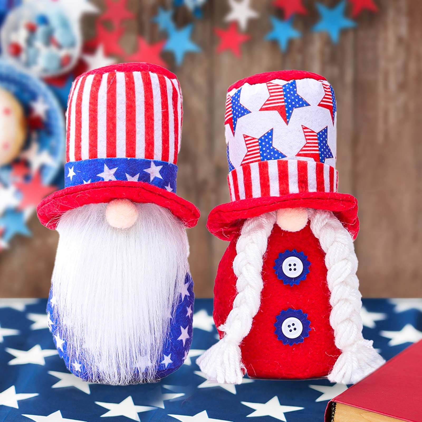 2PC Faceless Dwarf Doll Decorations - Multicolor Home Decor Toys for Independence Day & Seasonal Display